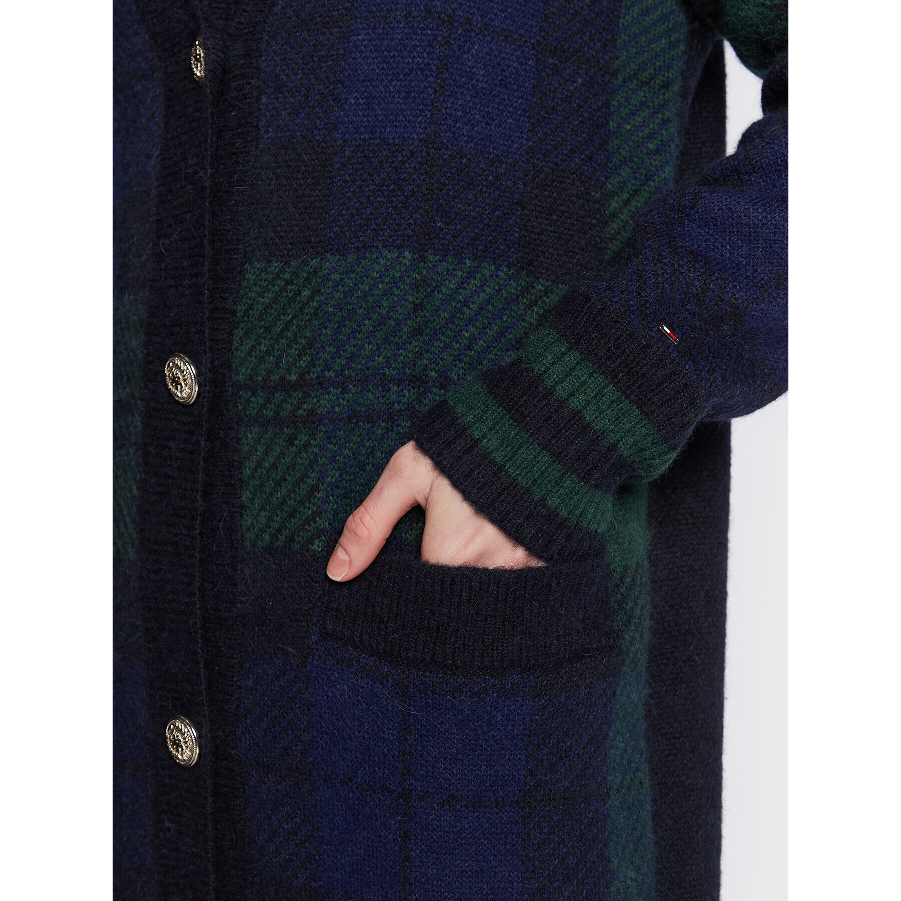 Tommy Hilfiger Cardigan Tartan WW0WW36993 Bleumarin Regular Fit - Pled.ro