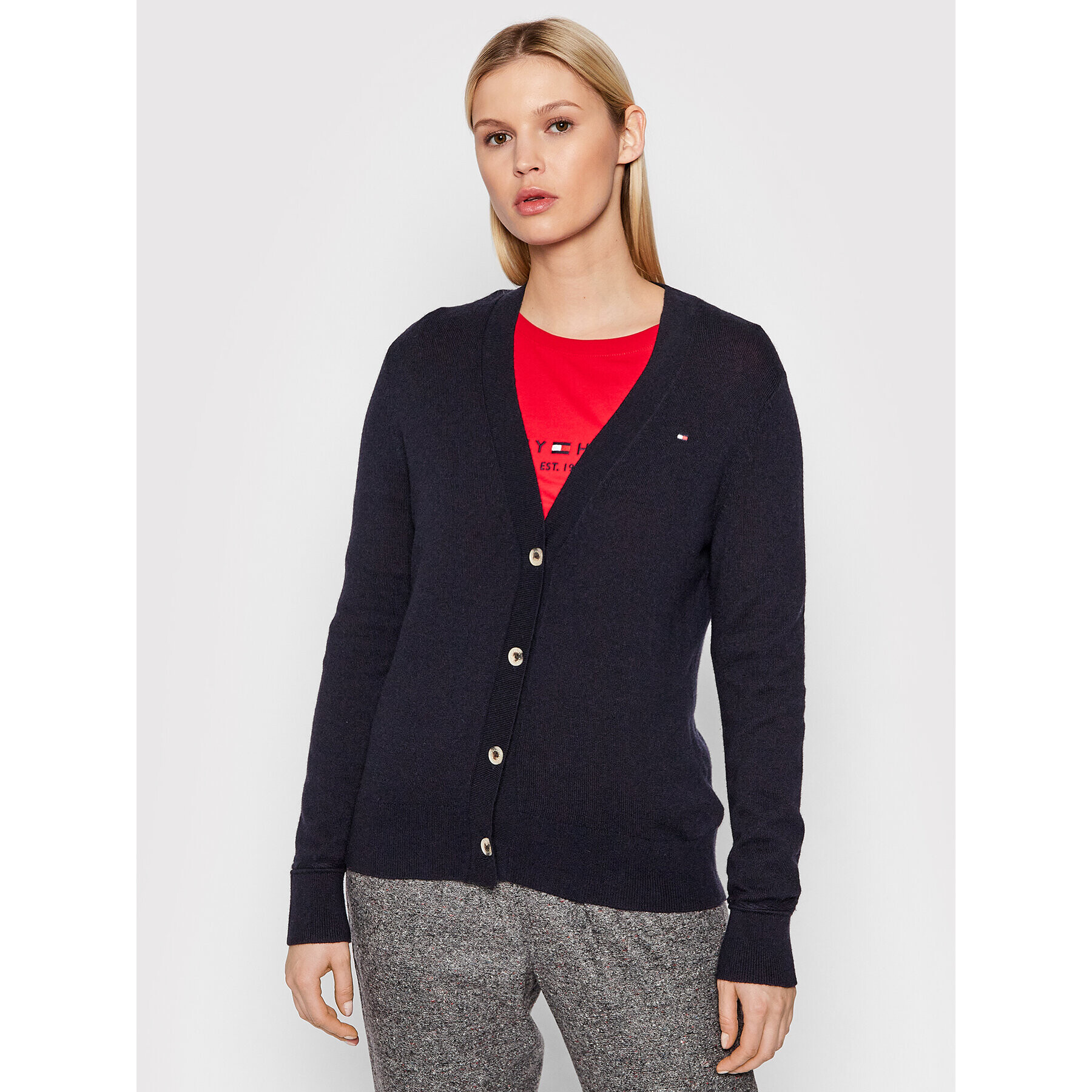 Tommy Hilfiger Cardigan WW0WW31600 Bleumarin Regular Fit - Pled.ro