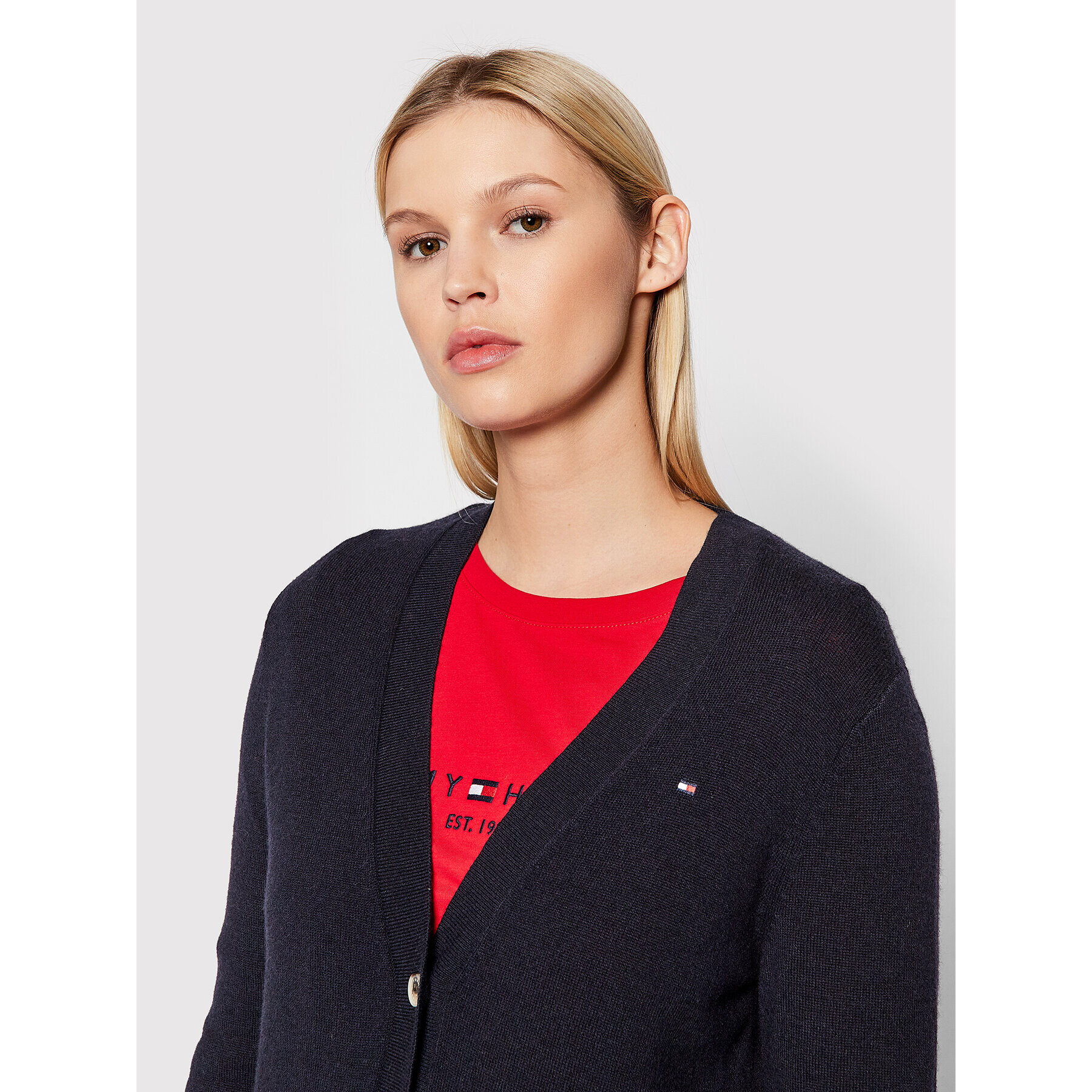 Tommy Hilfiger Cardigan WW0WW31600 Bleumarin Regular Fit - Pled.ro