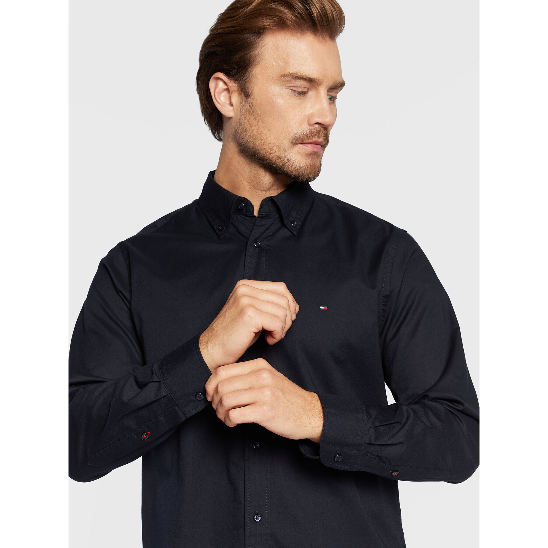 Tommy Hilfiger Cămașă Core Flex Poplin MW0MW25035 Bleumarin Regular Fit - Pled.ro