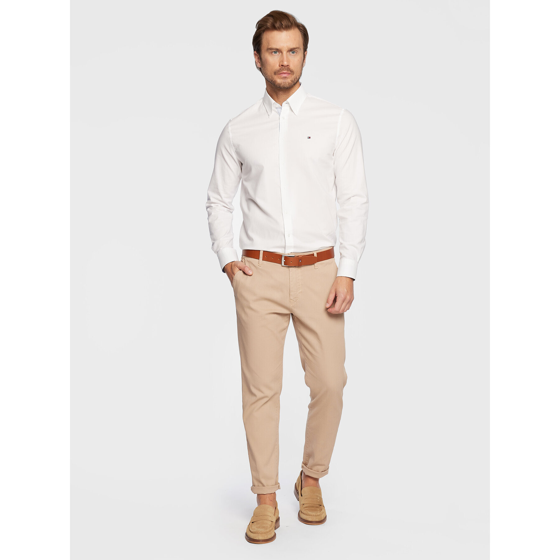 Tommy Hilfiger Cămașă Oxford Solid MW0MW26856 Alb Slim Fit - Pled.ro