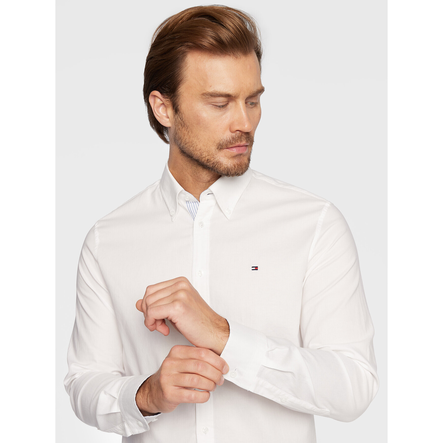 Tommy Hilfiger Cămașă Oxford Solid MW0MW26856 Alb Slim Fit - Pled.ro