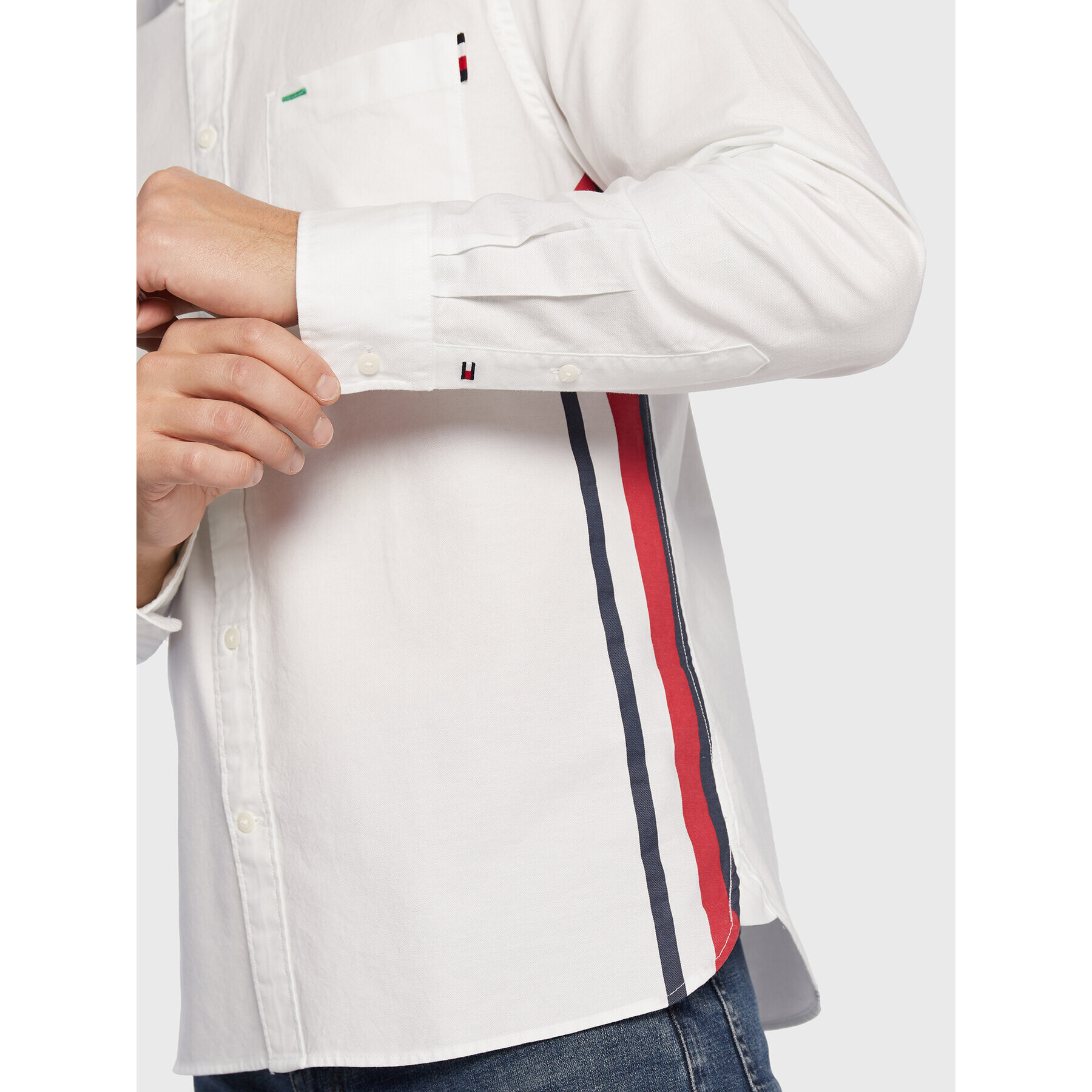 Tommy Hilfiger Cămașă Printed Global Stripe MW0MW26416 Alb Regular Fit - Pled.ro