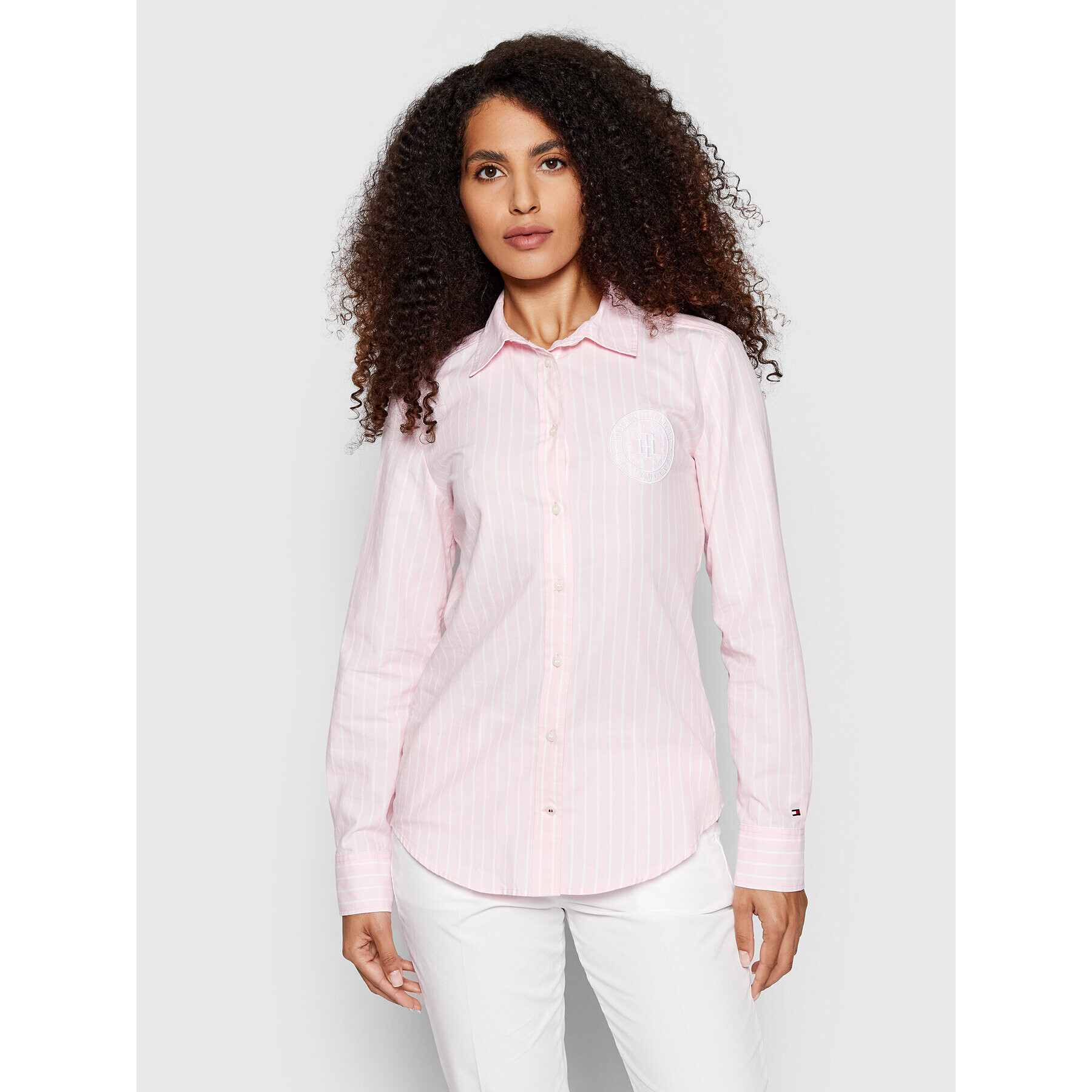 Tommy Hilfiger Cămașă Stripe Oxford WW0WW35277 Roz Regular Fit - Pled.ro