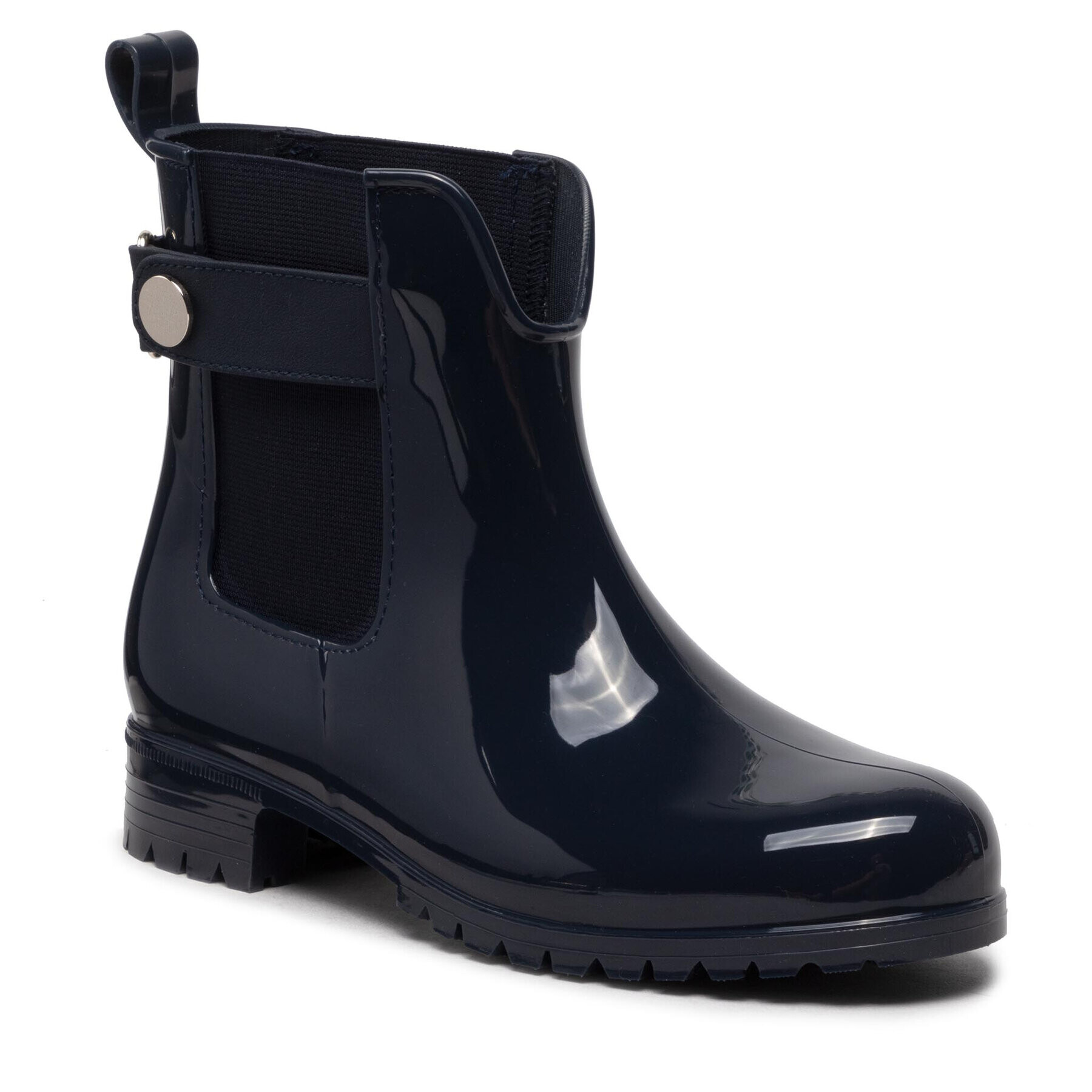 Tommy Hilfiger Cizme de cauciuc Ankle Rainboot With Metal Detail FW0FW06777 Bleumarin - Pled.ro