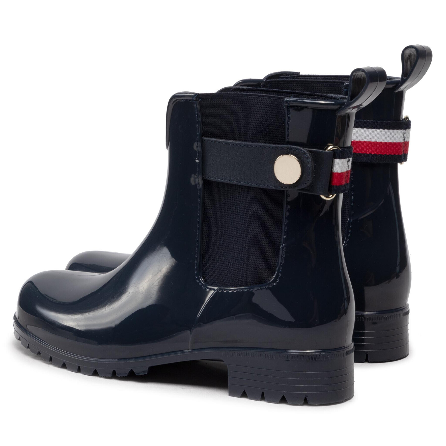 Tommy Hilfiger Cizme de cauciuc Ankle Rainboot With Metal Detail FW0FW06777 Bleumarin - Pled.ro