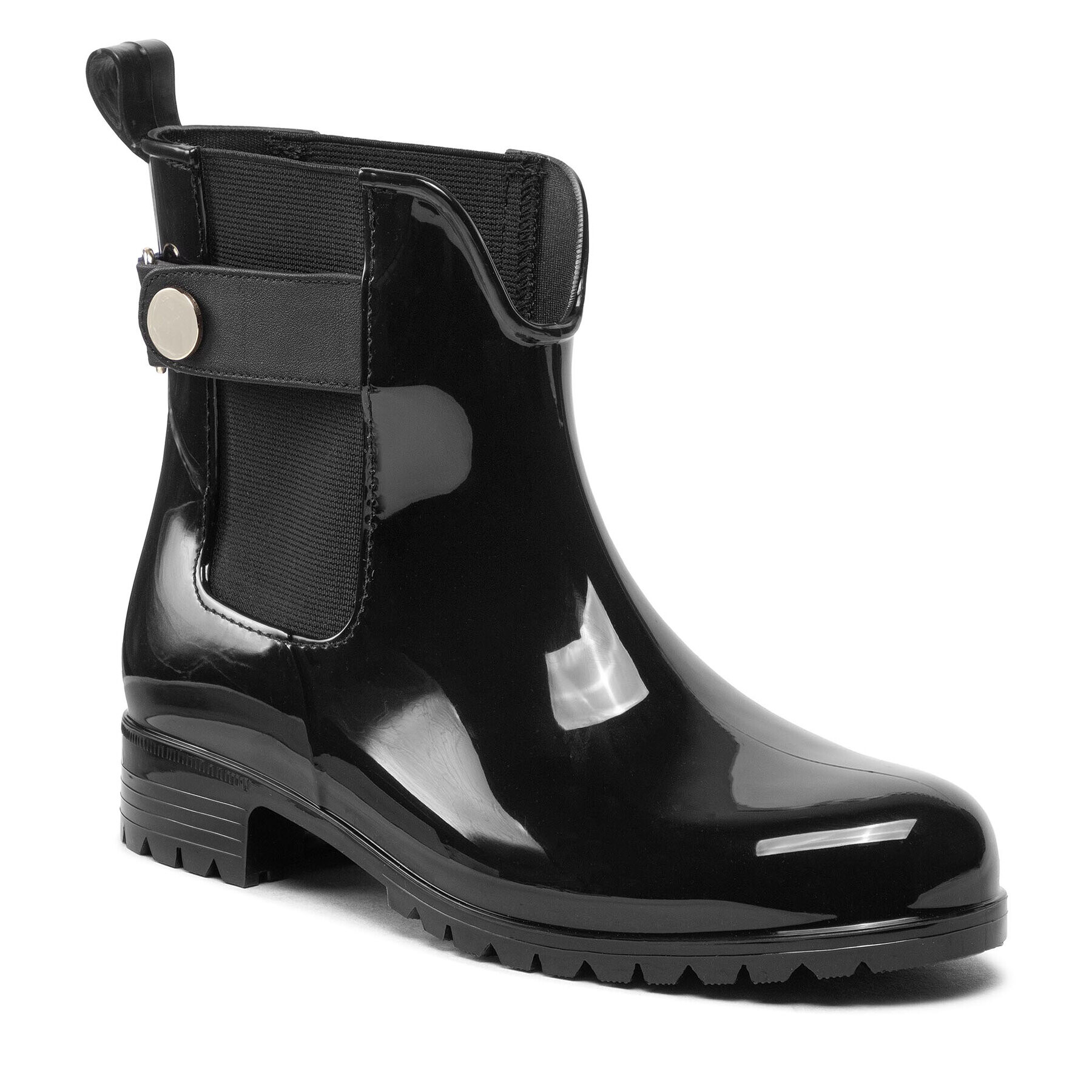 Tommy Hilfiger Cizme de cauciuc Ankle Rainboot With Metal Detail FW0FW06777 Negru - Pled.ro