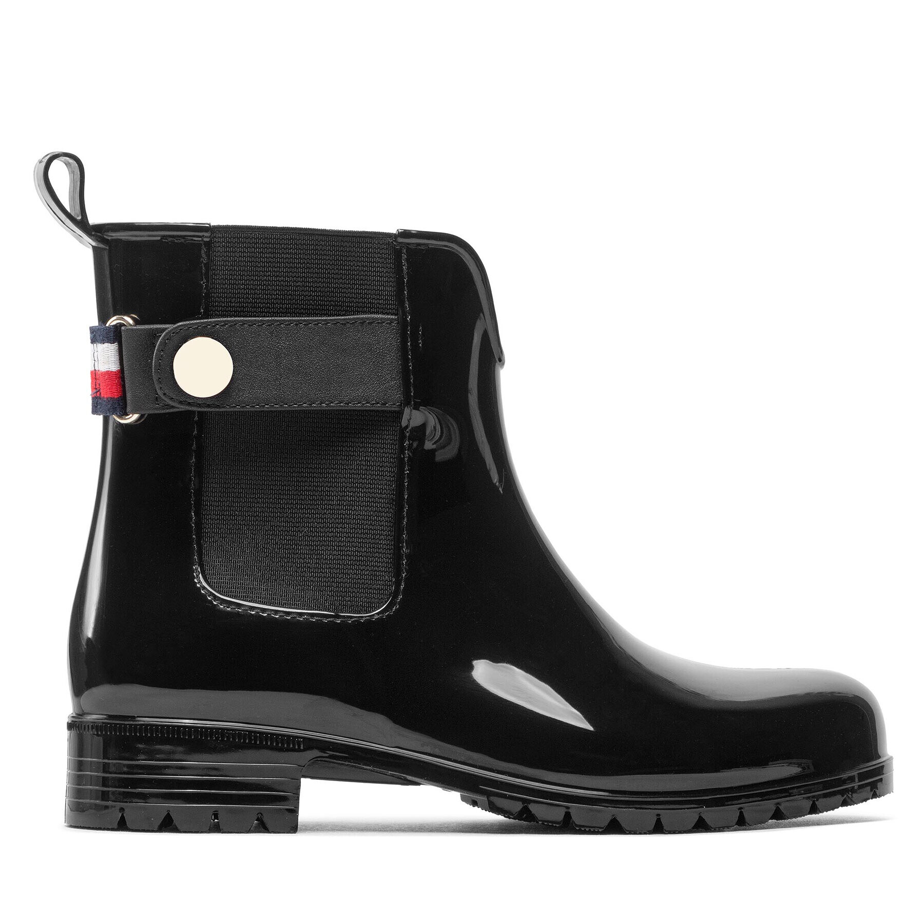 Tommy Hilfiger Cizme de cauciuc Ankle Rainboot With Metal Detail FW0FW06777 Negru - Pled.ro