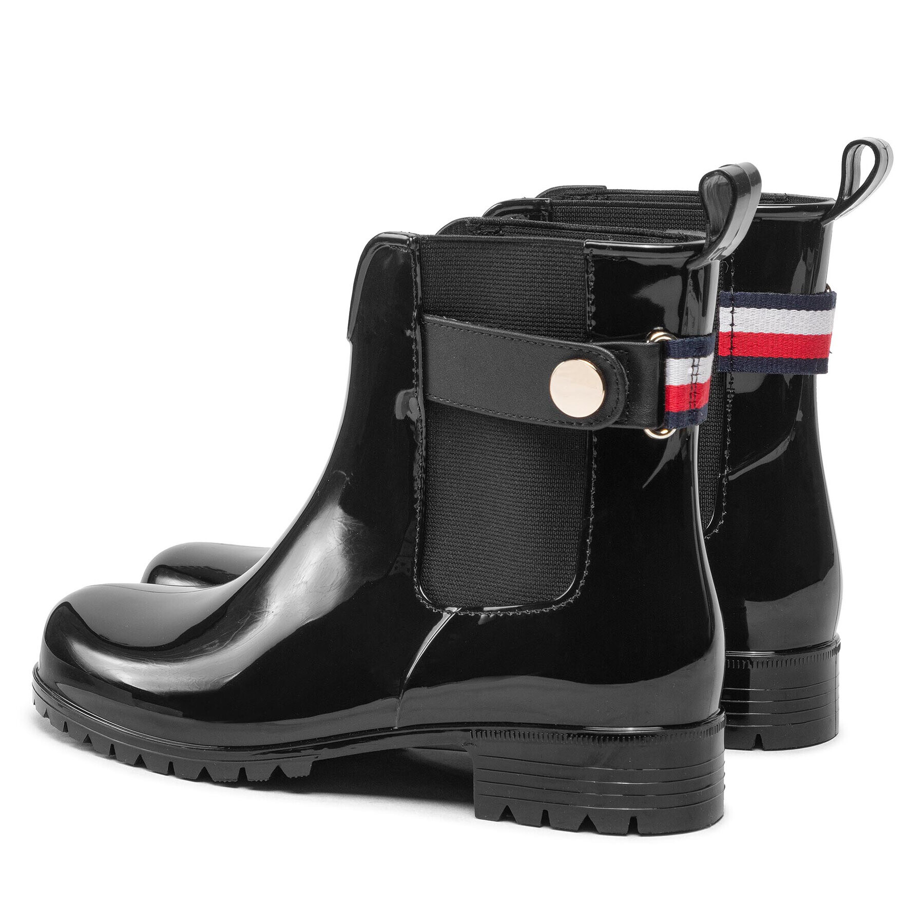 Tommy Hilfiger Cizme de cauciuc Ankle Rainboot With Metal Detail FW0FW06777 Negru - Pled.ro