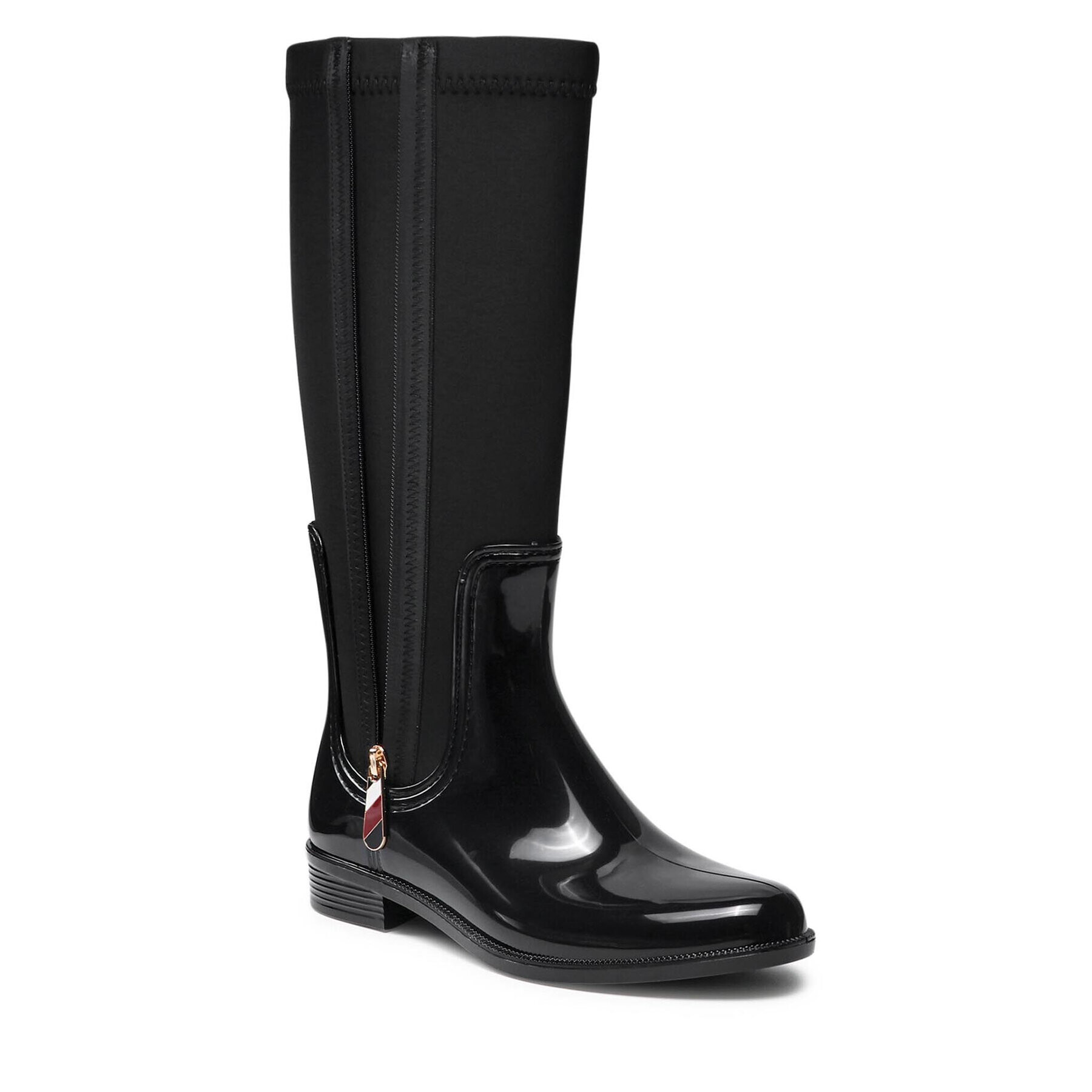 Tommy Hilfiger Cizme de cauciuc Corporate Zipper Long Rainboot FW0FW05964 Negru - Pled.ro