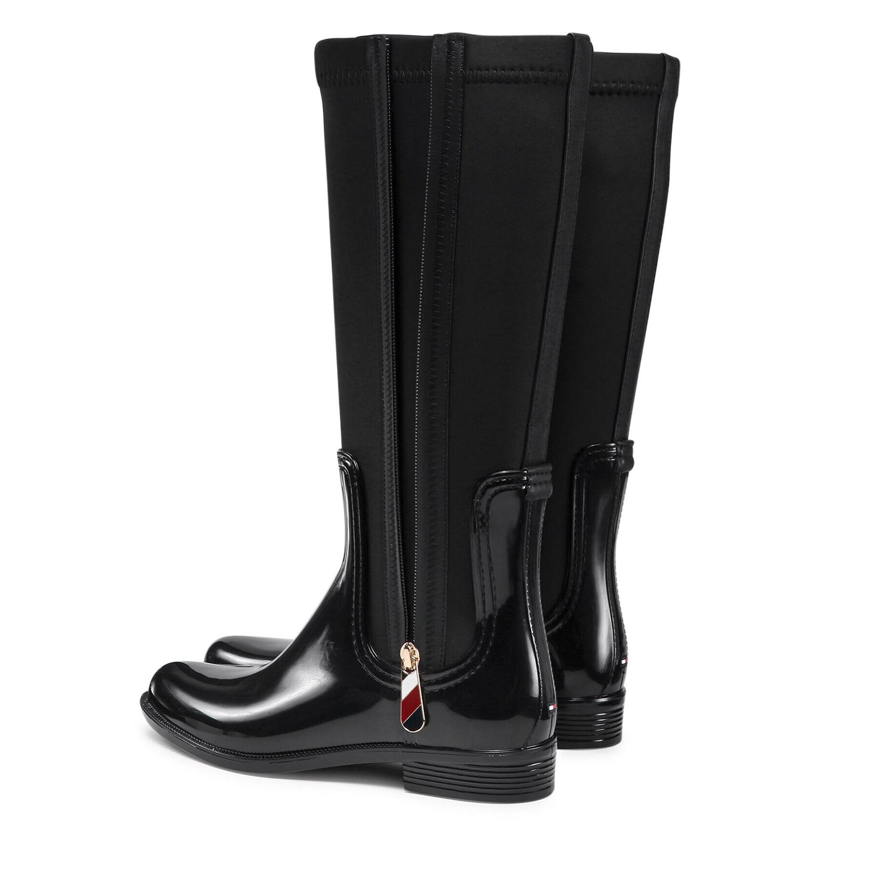 Tommy Hilfiger Cizme de cauciuc Corporate Zipper Long Rainboot FW0FW05964 Negru - Pled.ro