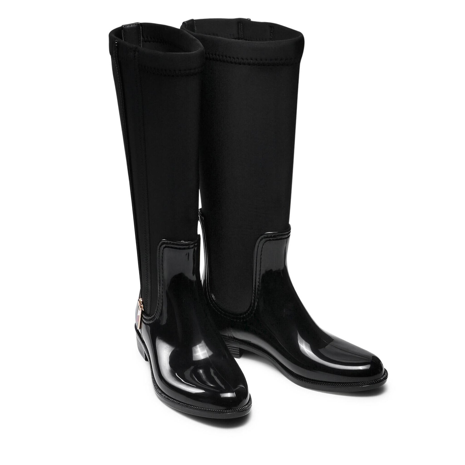 Tommy Hilfiger Cizme de cauciuc Corporate Zipper Long Rainboot FW0FW05964 Negru - Pled.ro