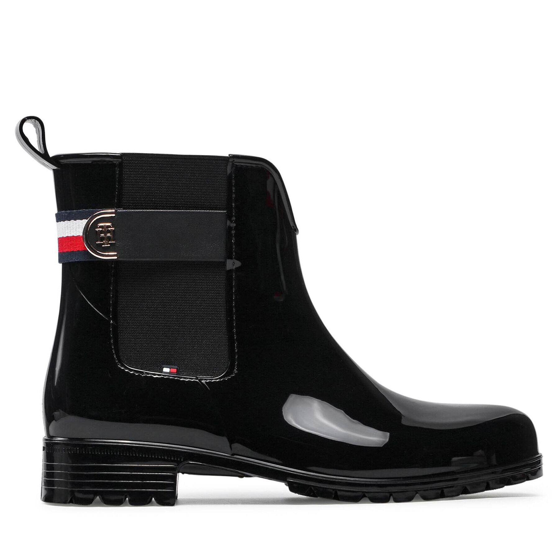 Tommy Hilfiger Cizme de cauciuc Hardware Rainboot FW0FW05968 Negru - Pled.ro