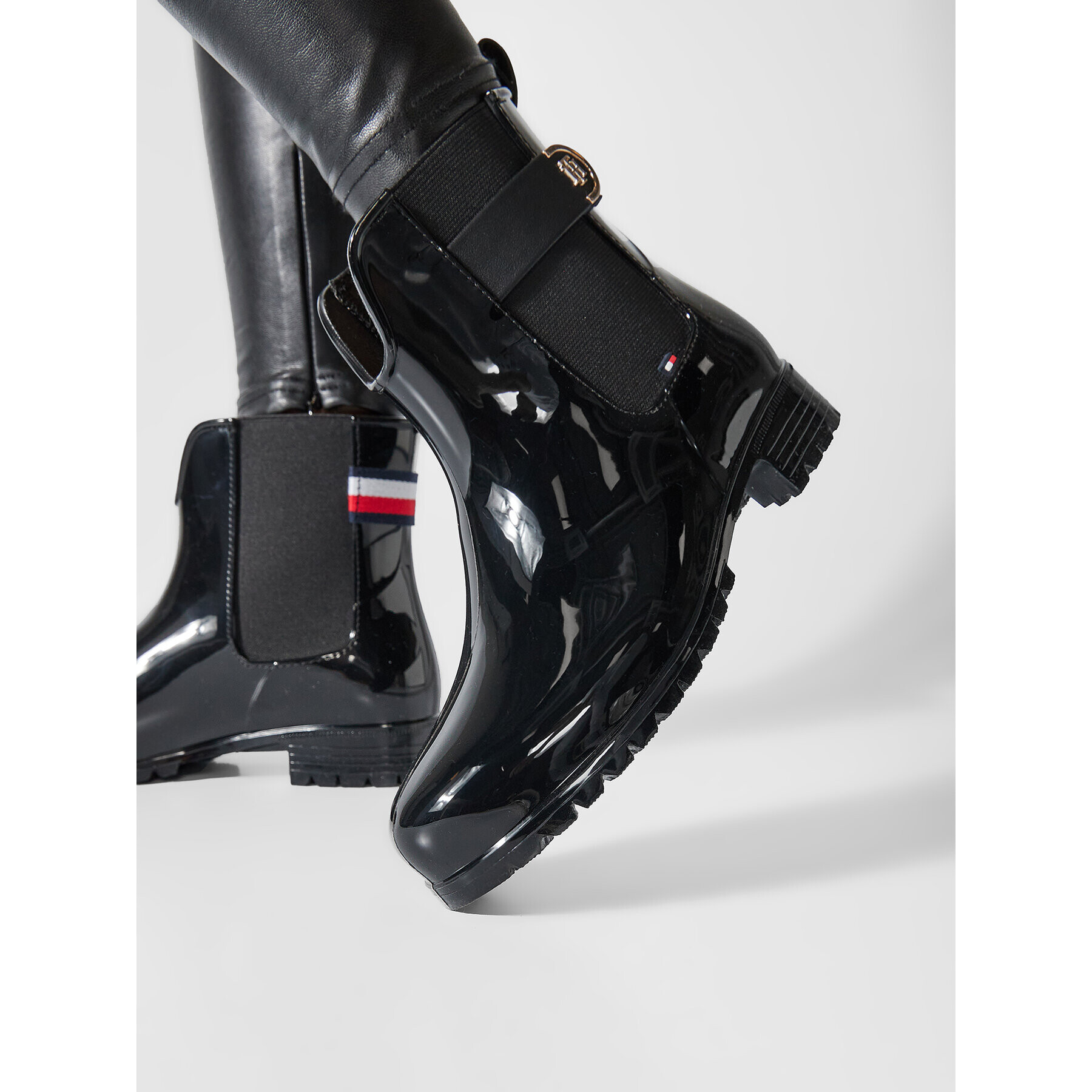 Tommy Hilfiger Cizme de cauciuc Hardware Rainboot FW0FW05968 Negru - Pled.ro