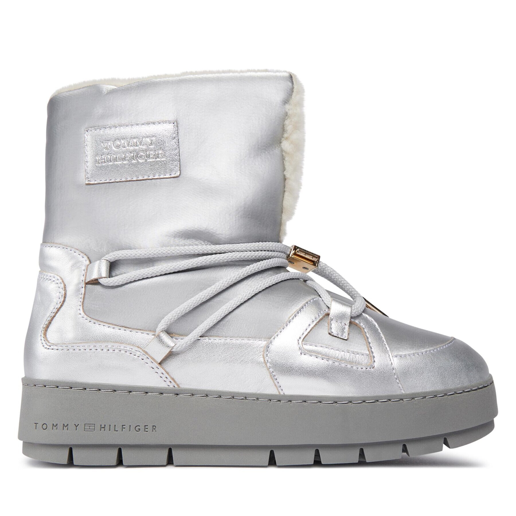 Tommy Hilfiger Cizme de zăpadă Tommy Essential Silver Snowboot FW0FW07506 Gri - Pled.ro