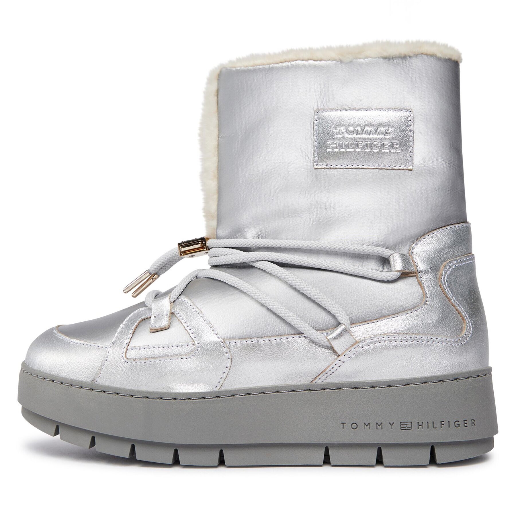 Tommy Hilfiger Cizme de zăpadă Tommy Essential Silver Snowboot FW0FW07506 Gri - Pled.ro