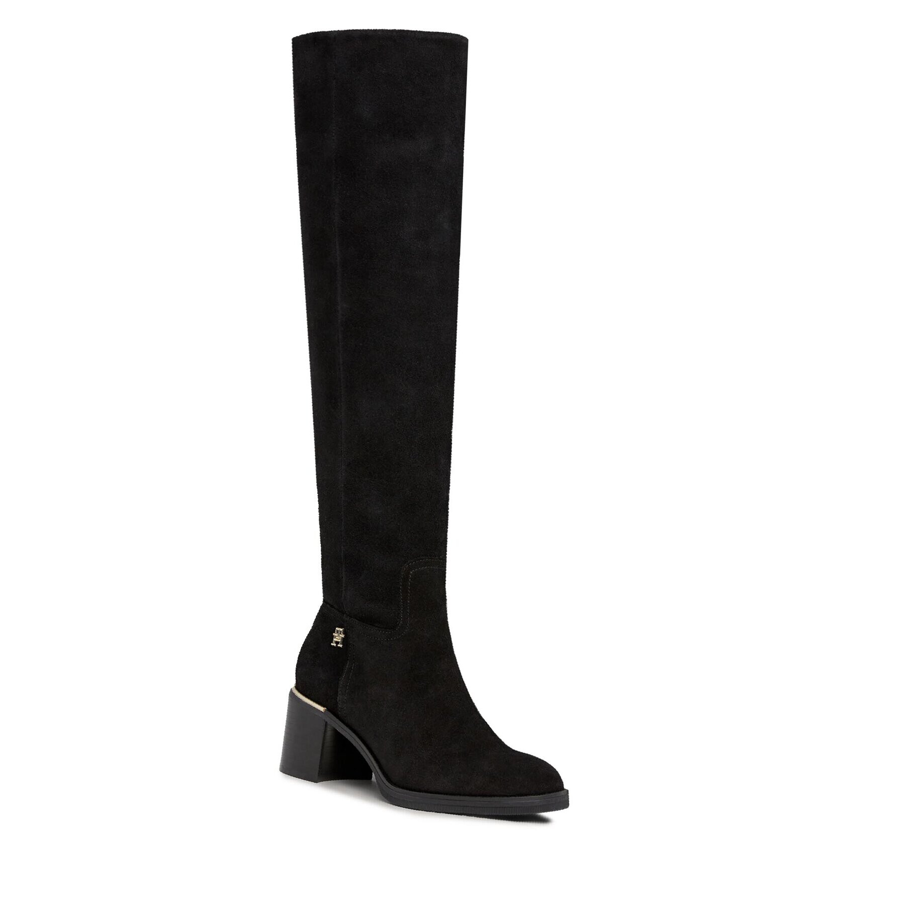 Tommy Hilfiger Cizme lungi muschetar Feminine Suede Overknee Boot FW0FW07667 Negru - Pled.ro