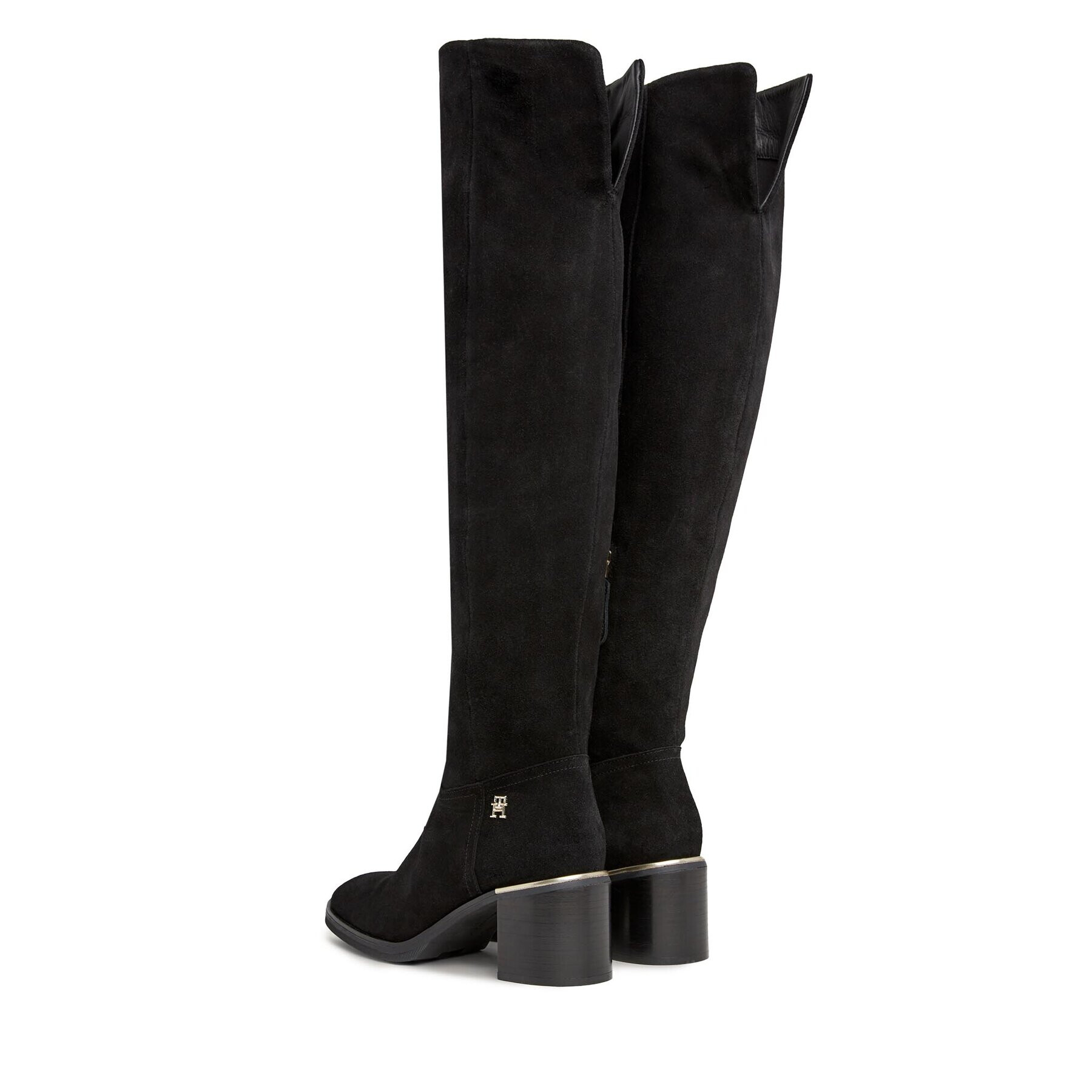 Tommy Hilfiger Cizme lungi muschetar Feminine Suede Overknee Boot FW0FW07667 Negru - Pled.ro