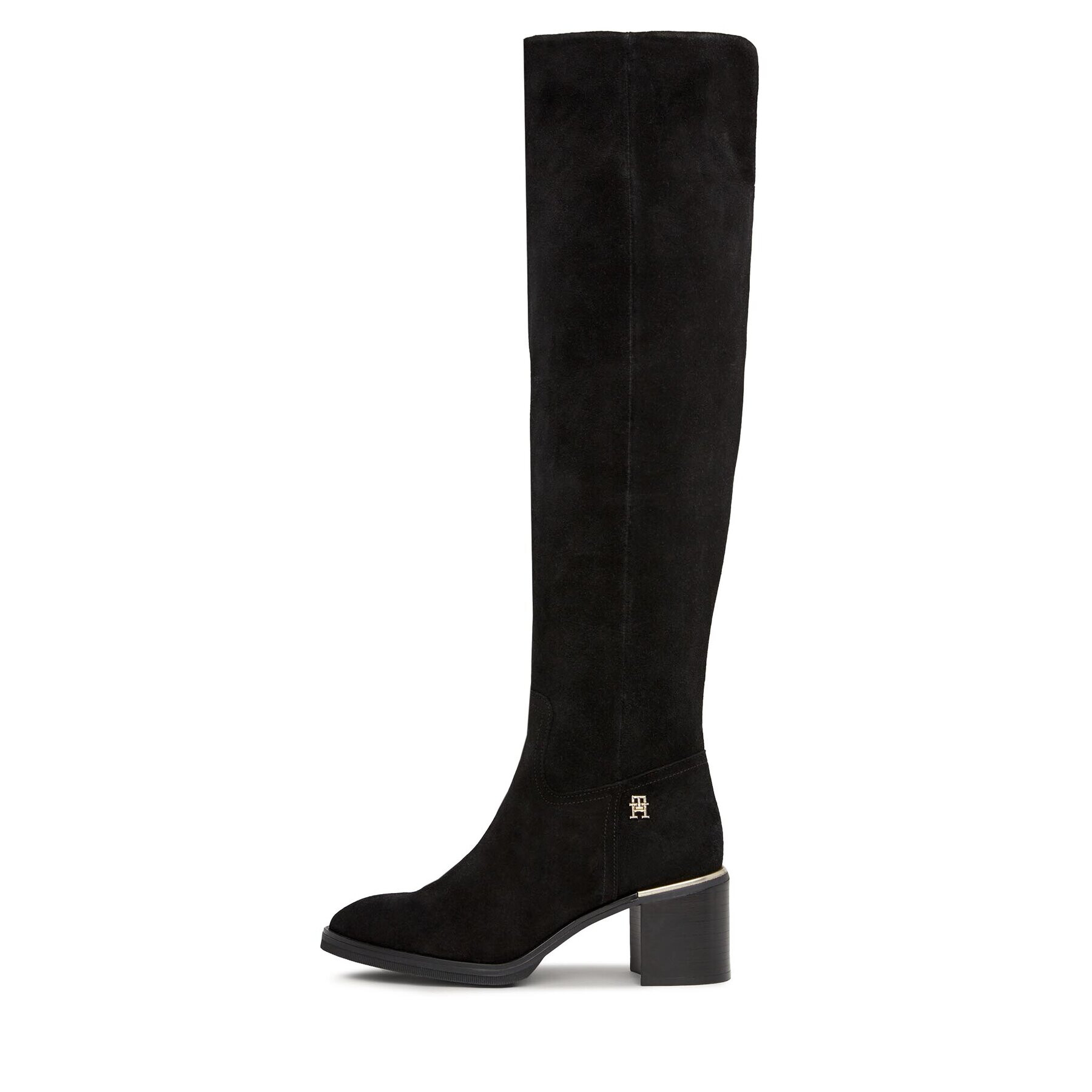 Tommy Hilfiger Cizme lungi muschetar Feminine Suede Overknee Boot FW0FW07667 Negru - Pled.ro