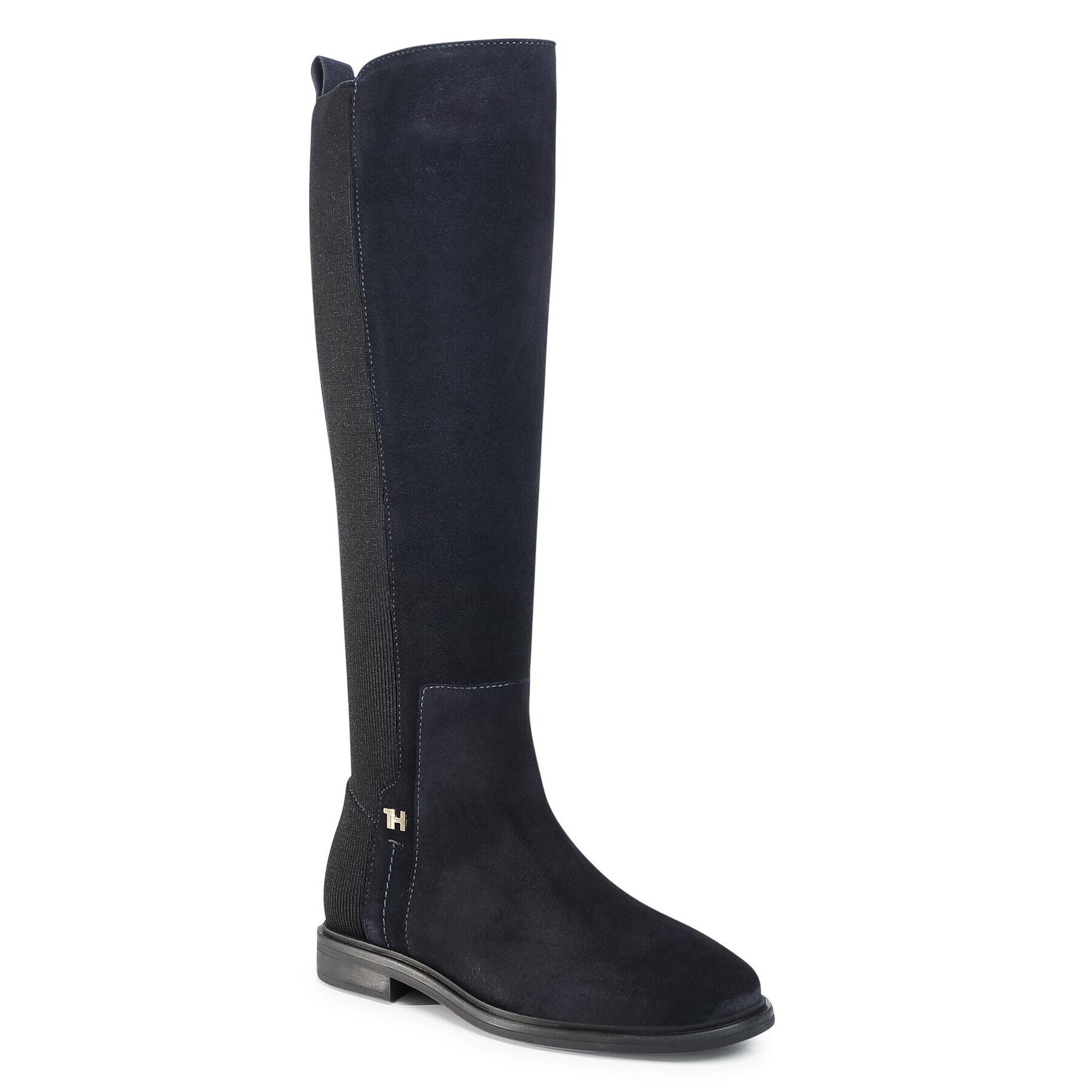 Tommy Hilfiger Cizme lungi riding Essential Flat Long Boot FW0FW05194 Bleumarin - Pled.ro