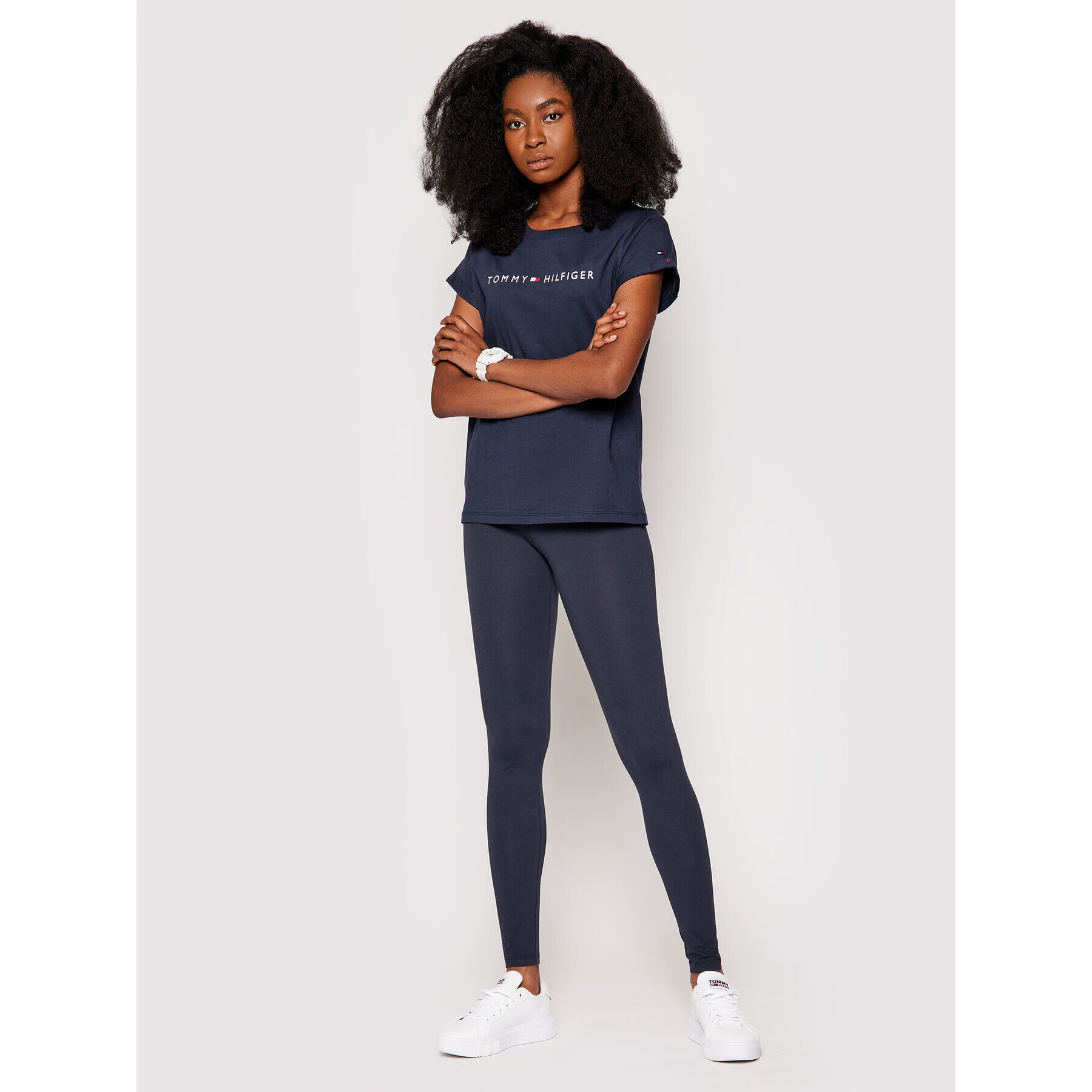 Tommy Hilfiger Colanți UW0UW01646 Bleumarin Slim Fit - Pled.ro