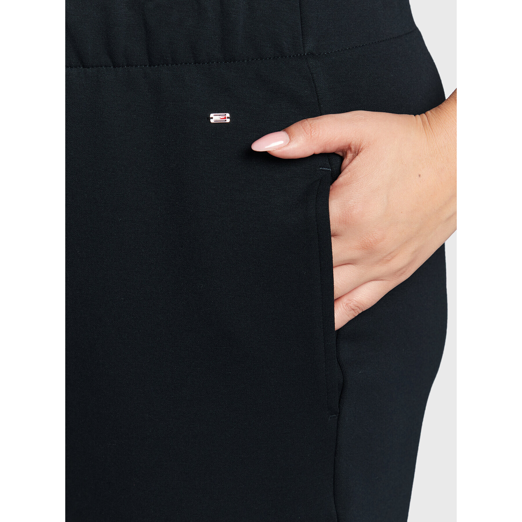 Tommy Hilfiger Curve Pantaloni din material Pull On Interlock WW0WW36472 Bleumarin Regular Fit - Pled.ro