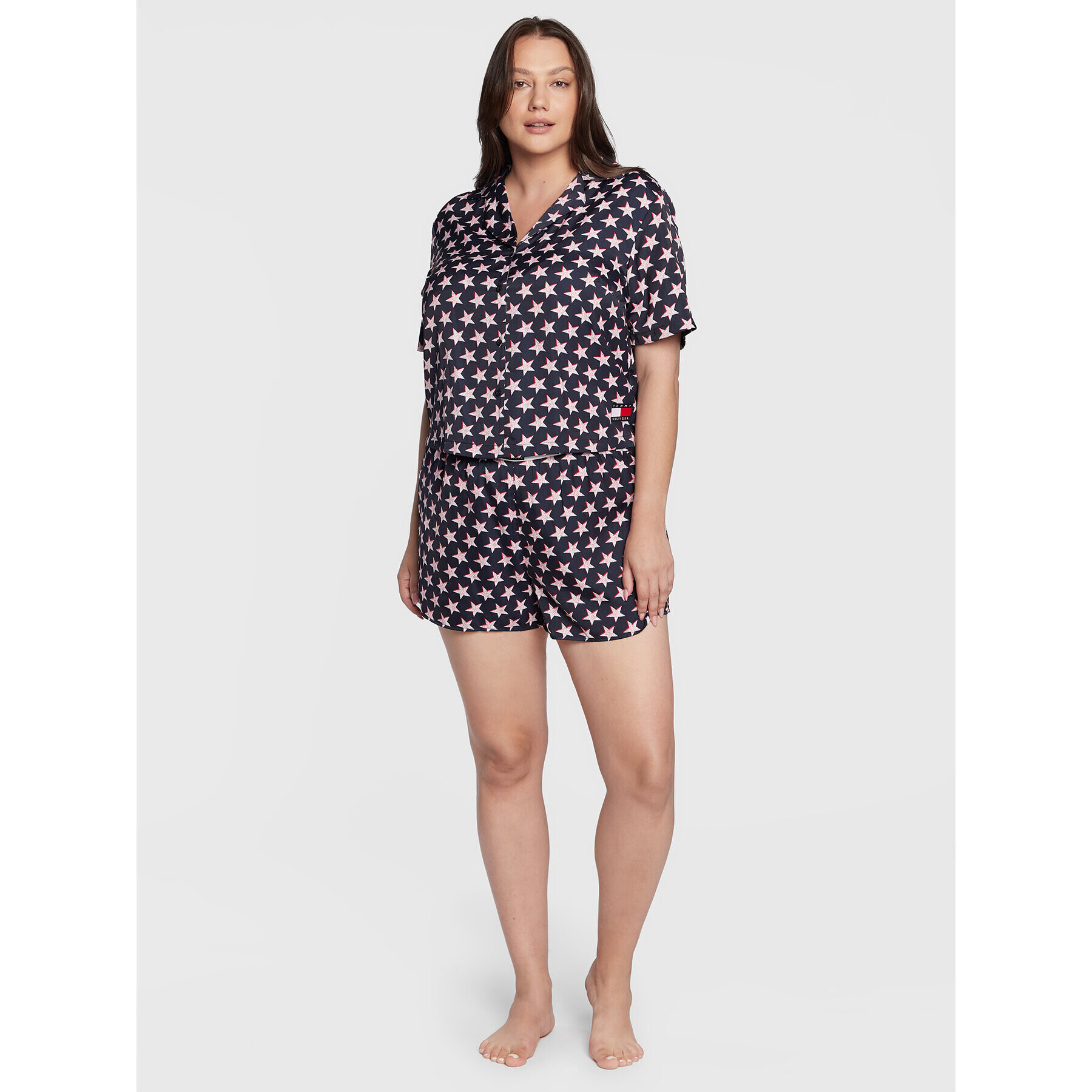 Tommy Hilfiger Curve Pantaloni scurți pijama UW0UW03967 Bleumarin Regular Fit - Pled.ro