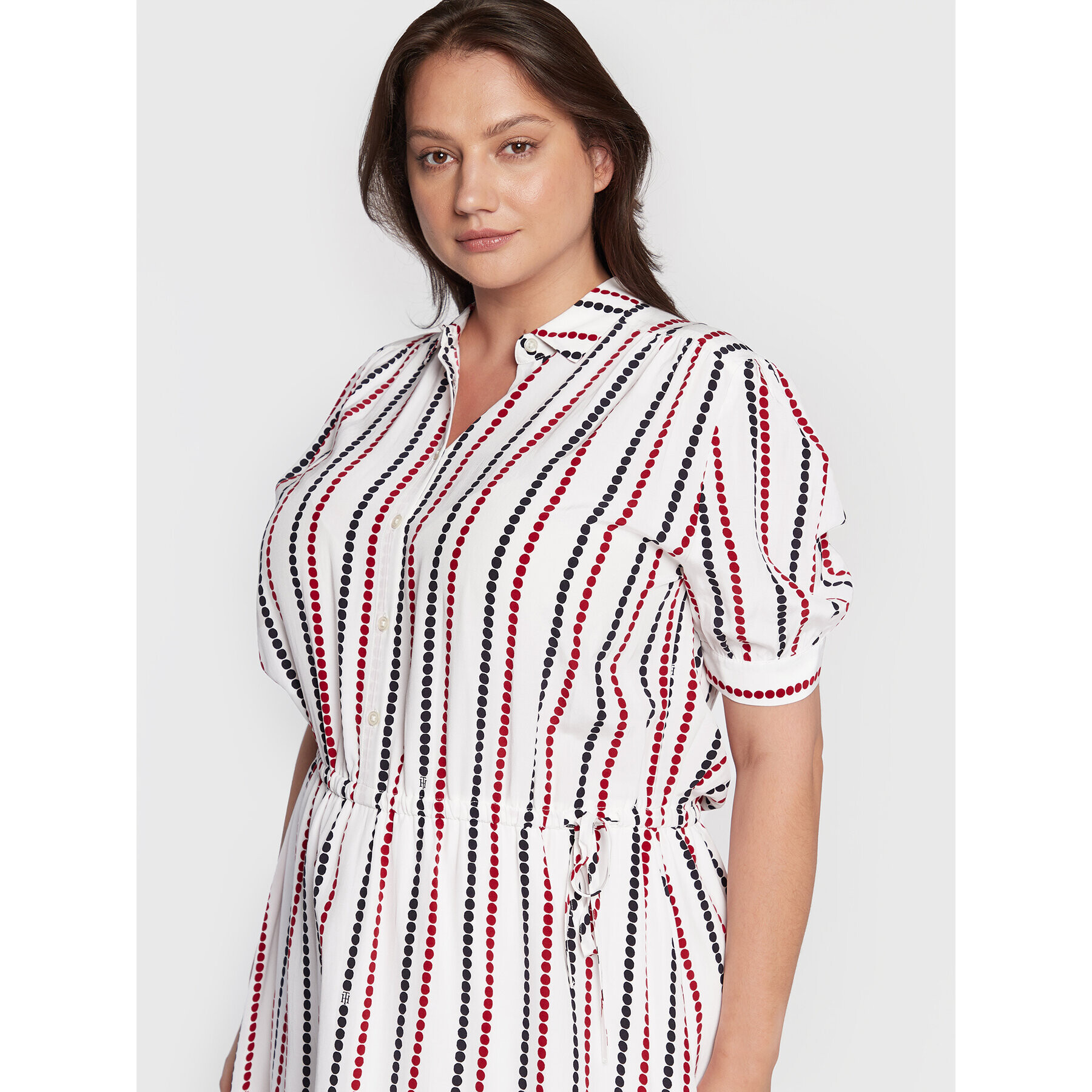 Tommy Hilfiger Curve Rochie de zi WW0WW35373 Alb Relaxed Fit - Pled.ro