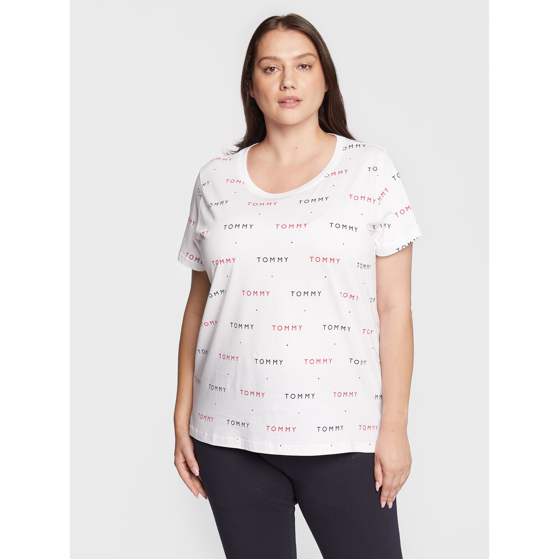 Tommy Hilfiger Curve Tricou UW0UW03297 Alb Regular Fit - Pled.ro