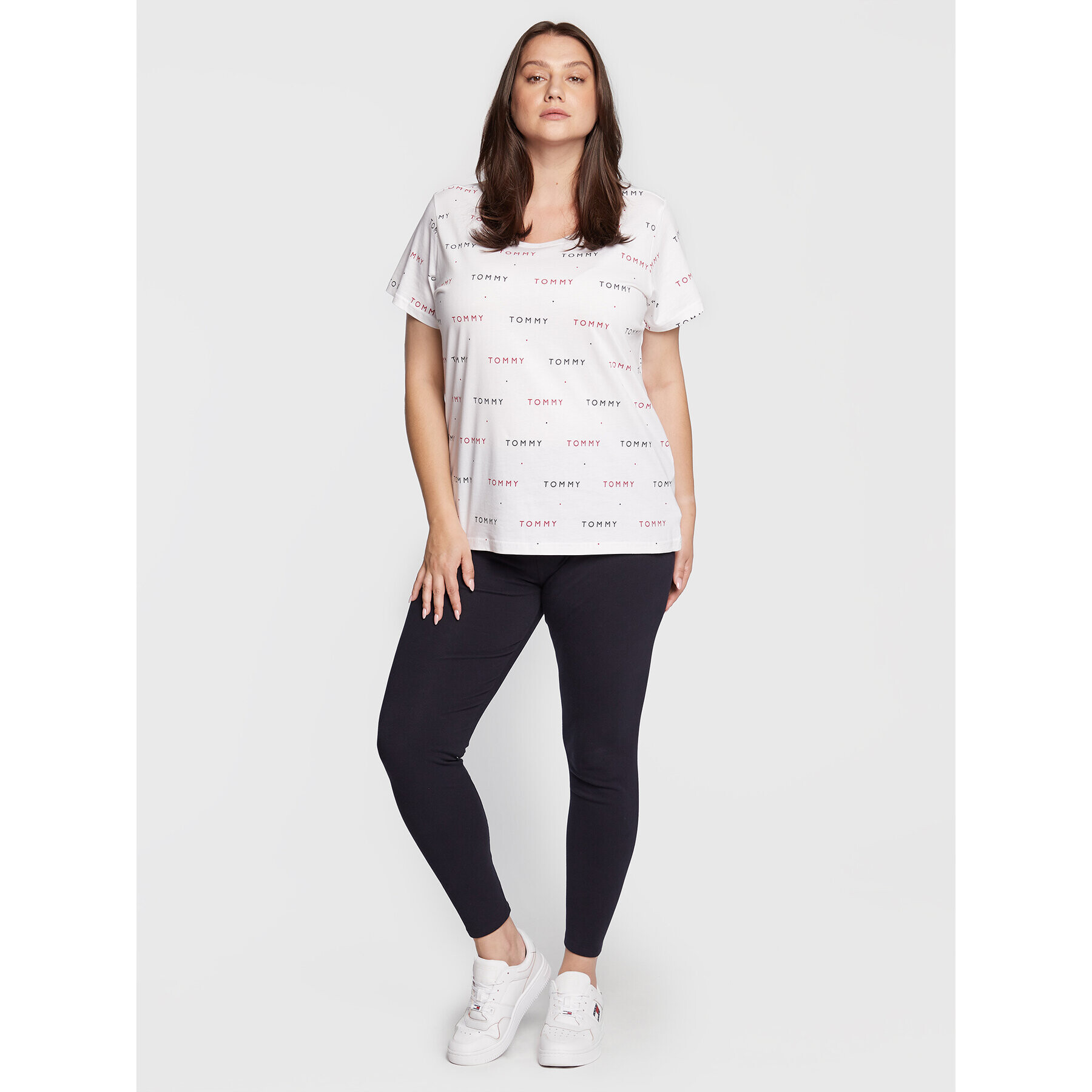 Tommy Hilfiger Curve Tricou UW0UW03297 Alb Regular Fit - Pled.ro