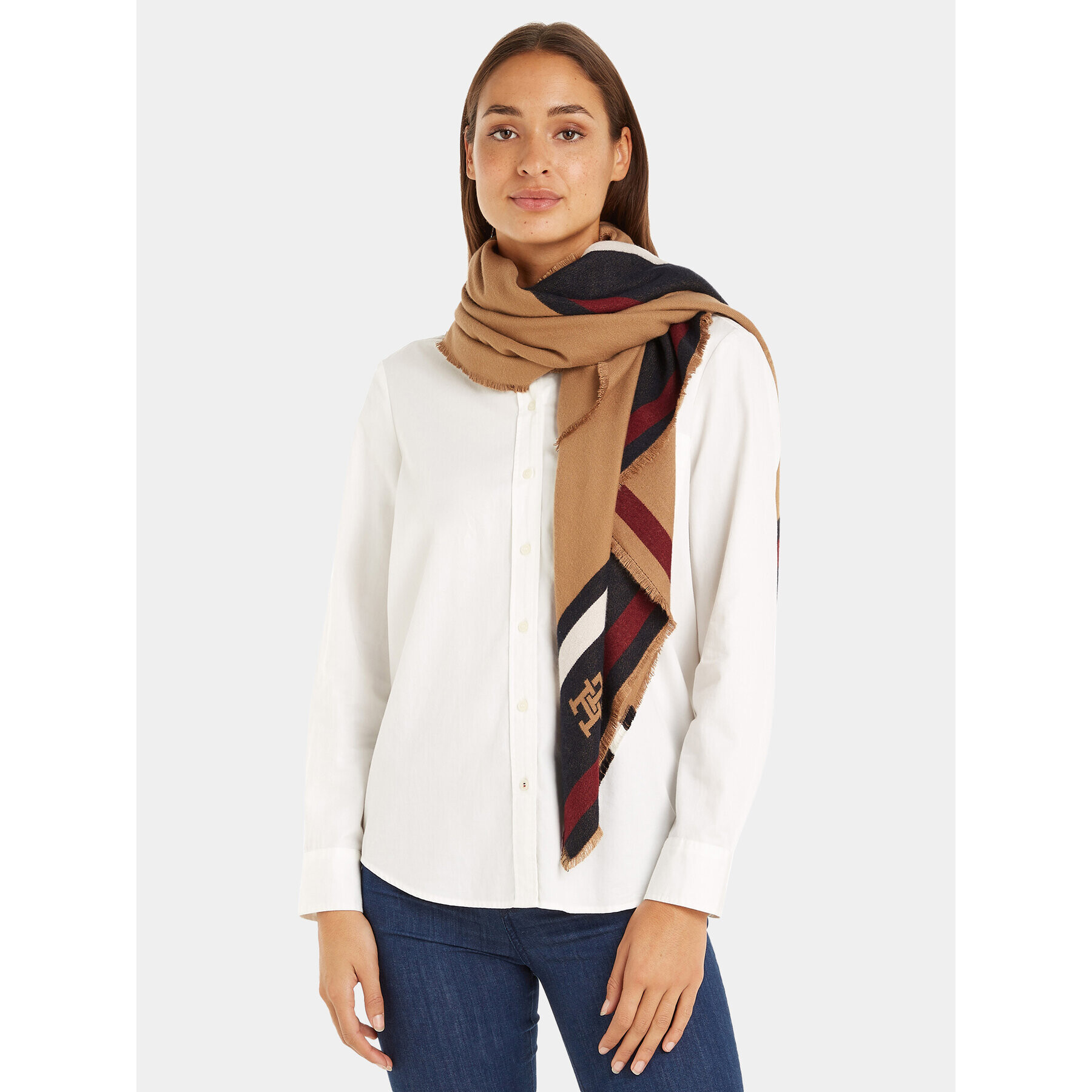 Tommy Hilfiger Eșarfă Th Feminine Large Square AW0AW15537 Maro - Pled.ro