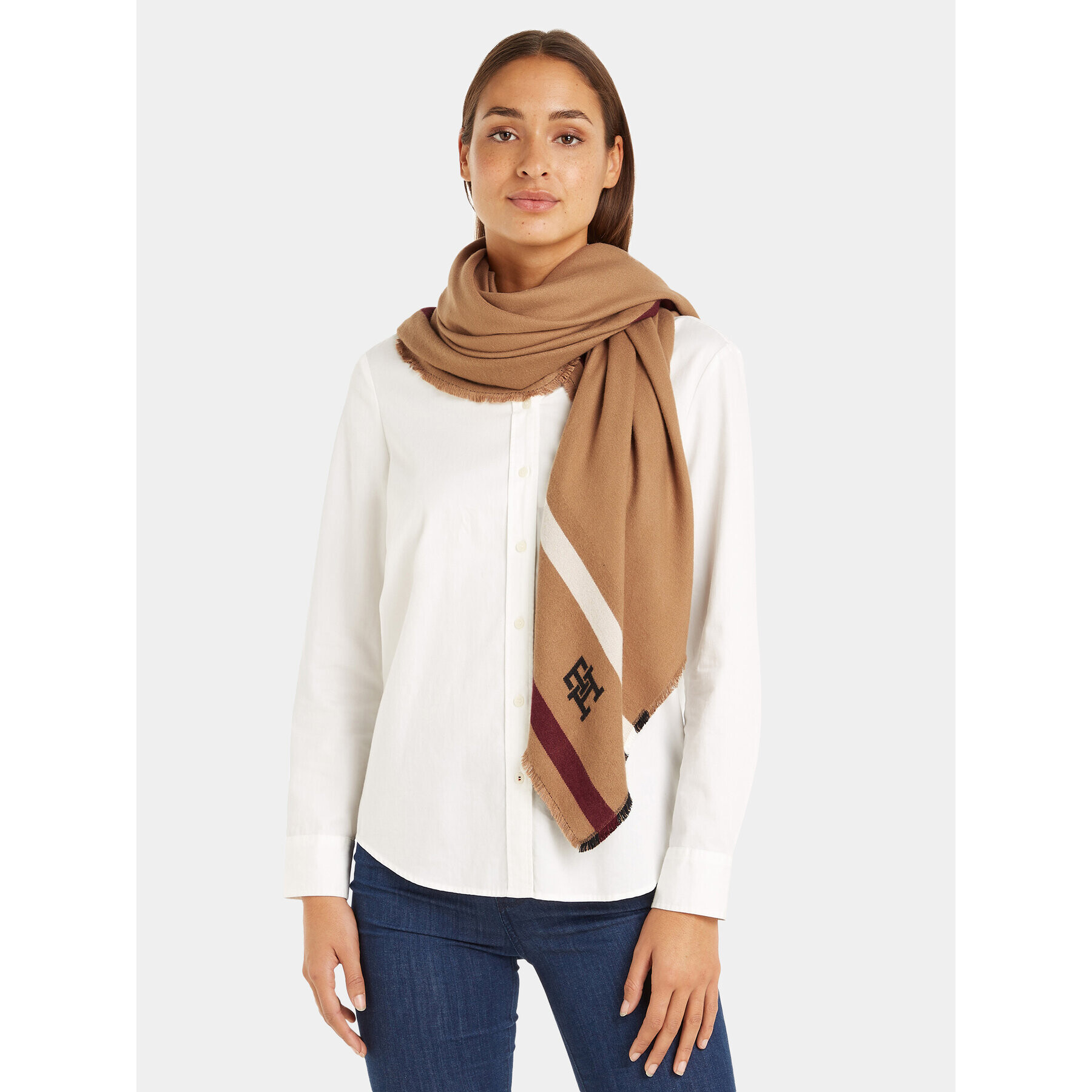 Tommy Hilfiger Eșarfă Th Feminine Large Square AW0AW15537 Maro - Pled.ro