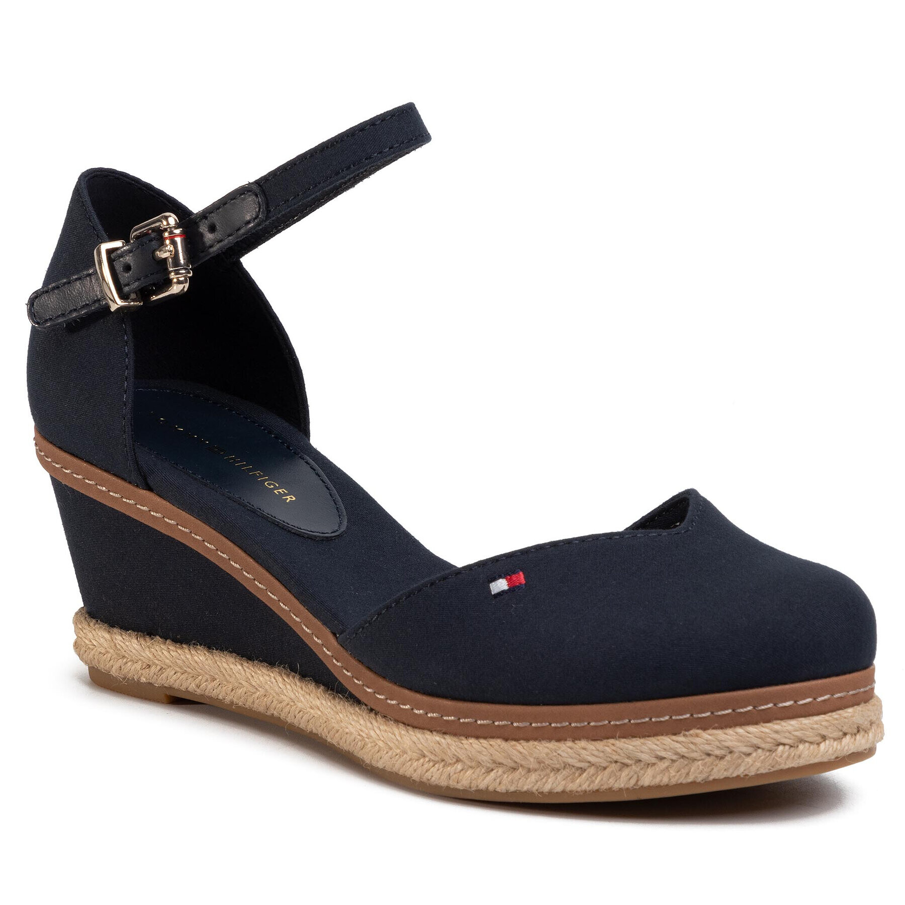 Tommy Hilfiger Espadrile Basic Closed Toe Mid Wedge FW0FW04787 Bleumarin - Pled.ro