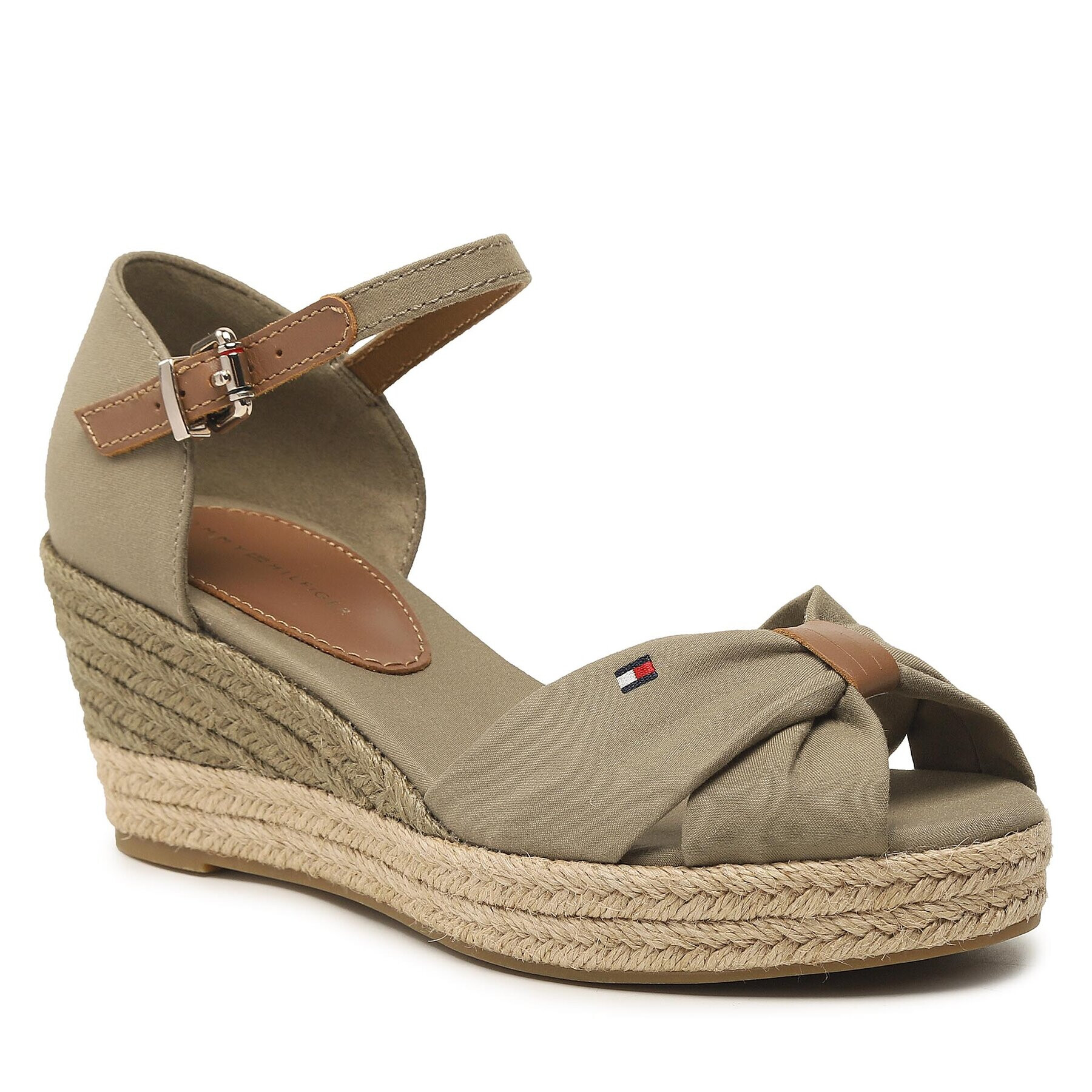 Tommy Hilfiger Espadrile Basic Open Toe Mid Wedge FW0FW04785 Verde - Pled.ro