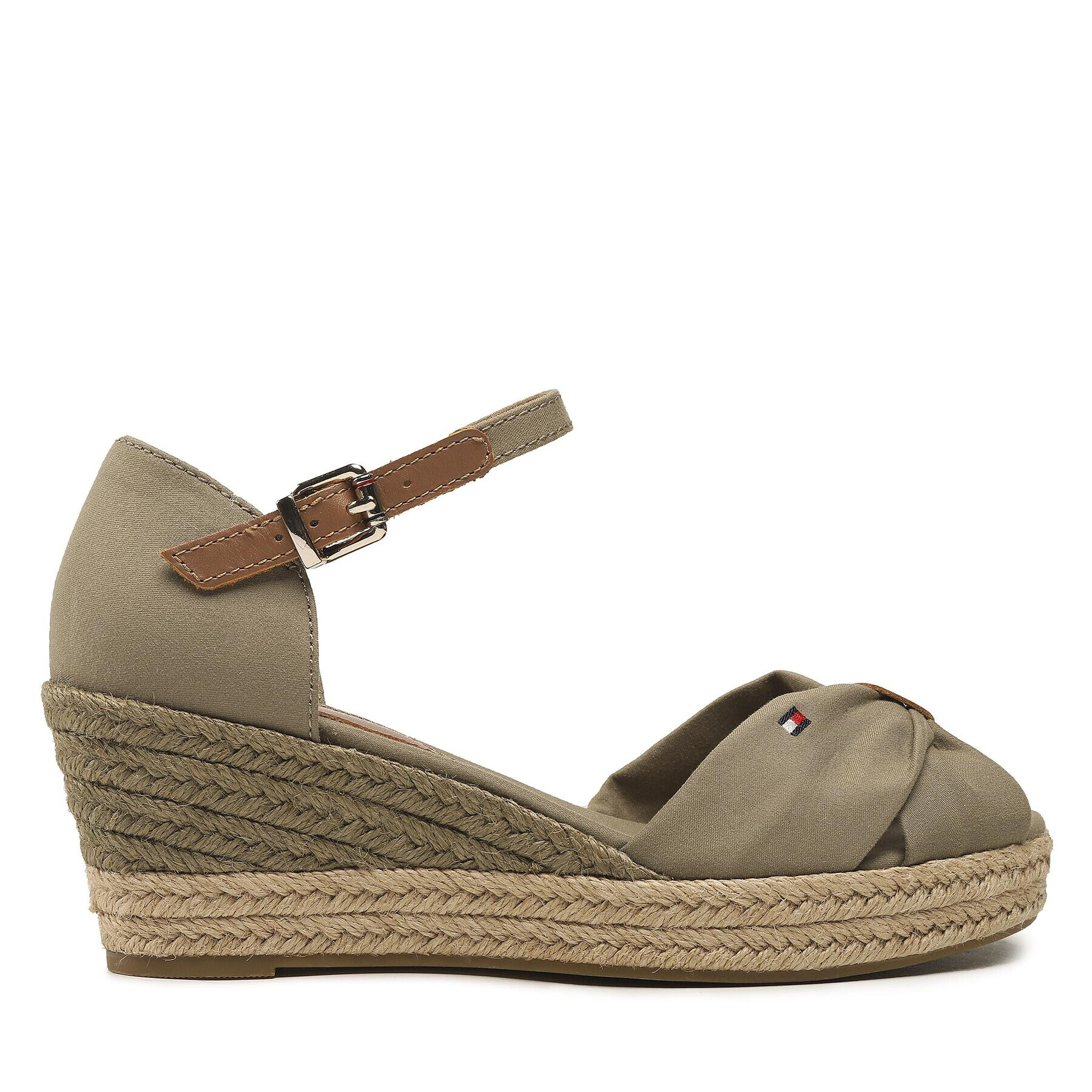 Tommy Hilfiger Espadrile Basic Open Toe Mid Wedge FW0FW04785 Verde - Pled.ro