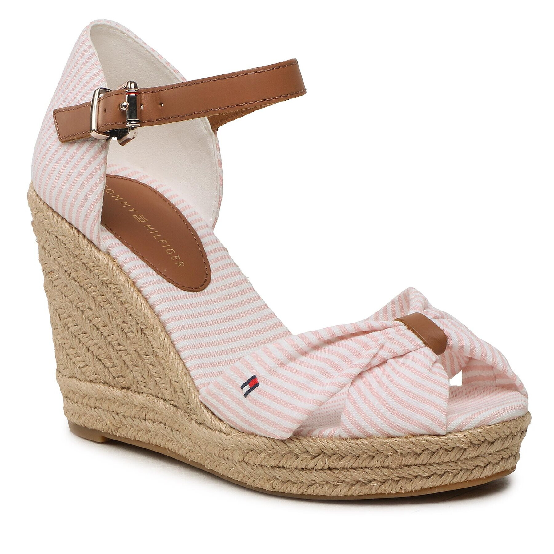 Tommy Hilfiger Espadrile Basic Seersucker High Wedge FW0FW07160 Roz - Pled.ro