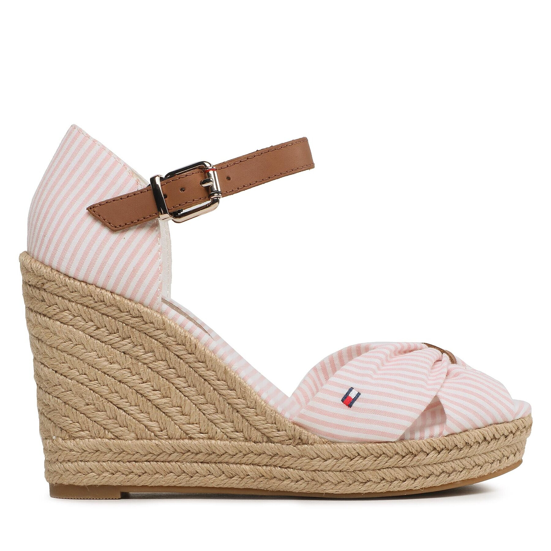 Tommy Hilfiger Espadrile Basic Seersucker High Wedge FW0FW07160 Roz - Pled.ro