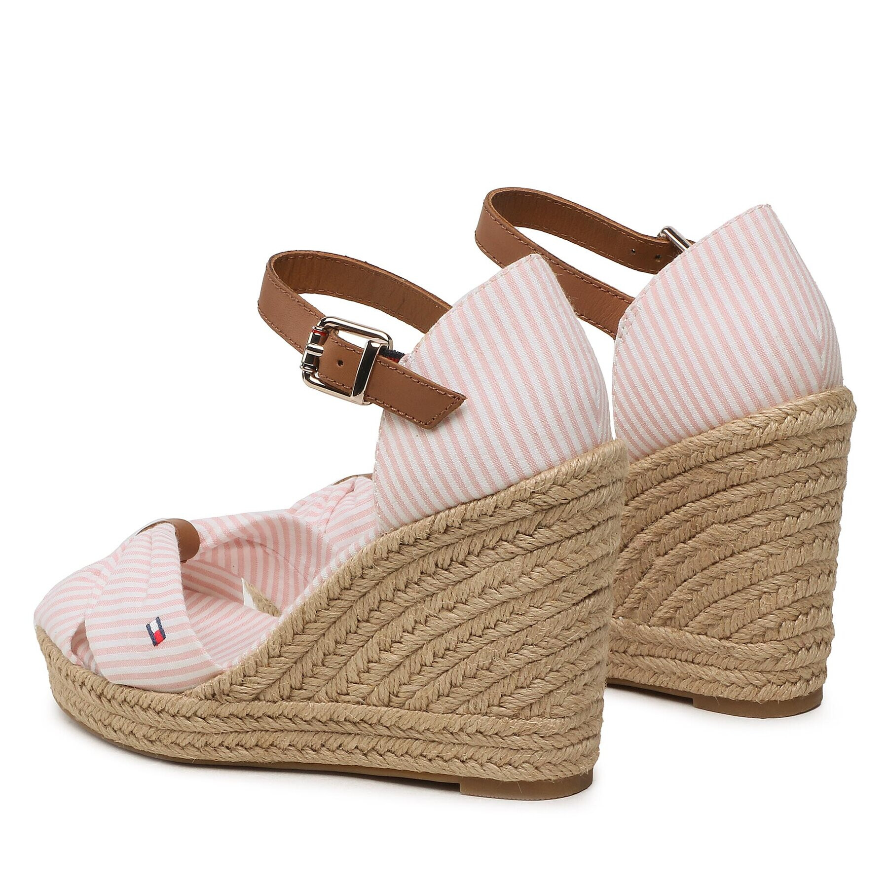 Tommy Hilfiger Espadrile Basic Seersucker High Wedge FW0FW07160 Roz - Pled.ro