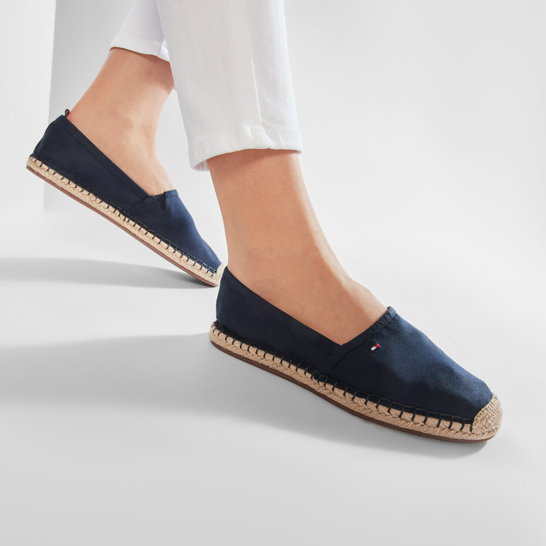 Tommy Hilfiger Espadrile Basic Tommy Flat Espadrille FW0FW04827 Bleumarin - Pled.ro