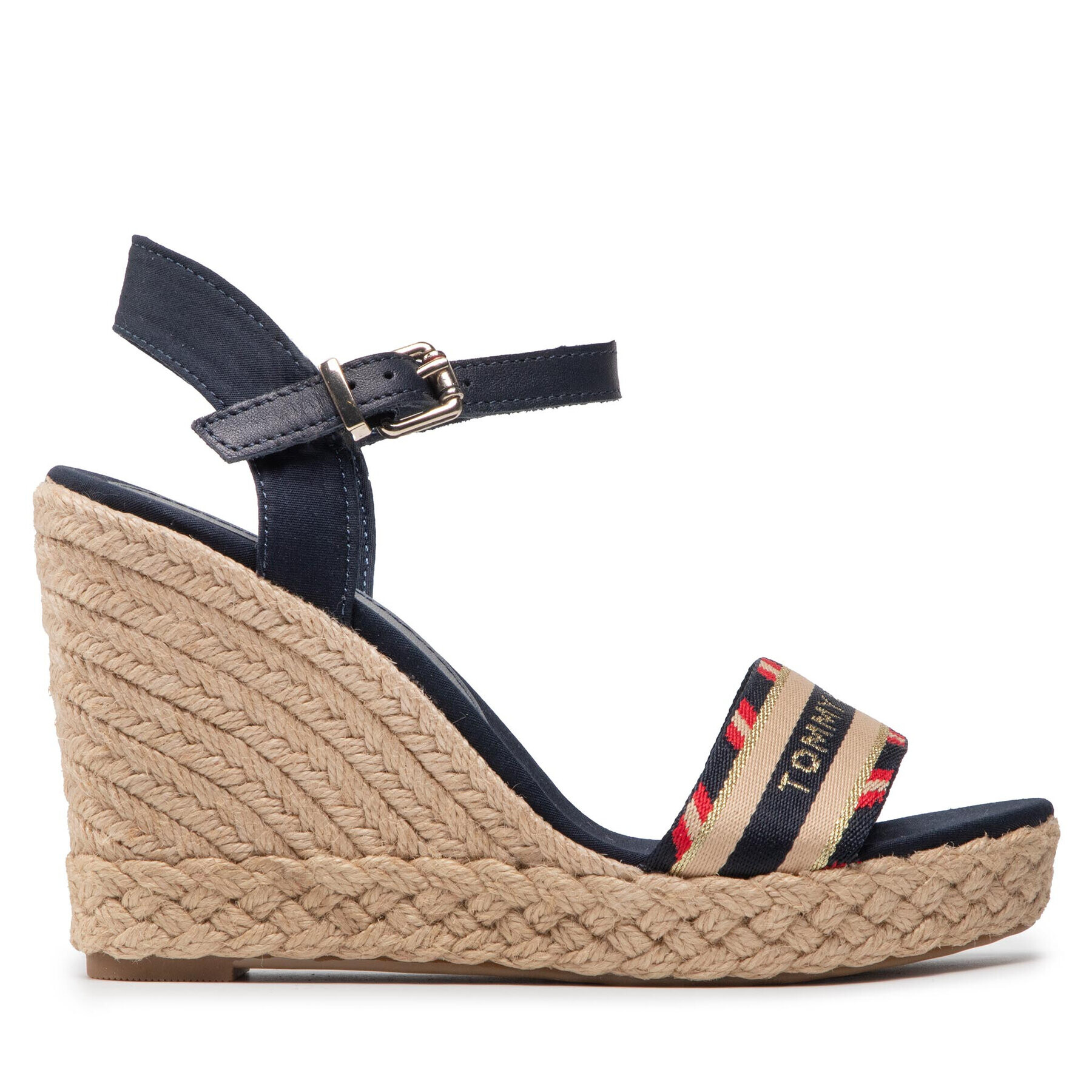 Tommy Hilfiger Espadrile Corporate Webbing High Wedge FW0FW06295 Bleumarin - Pled.ro