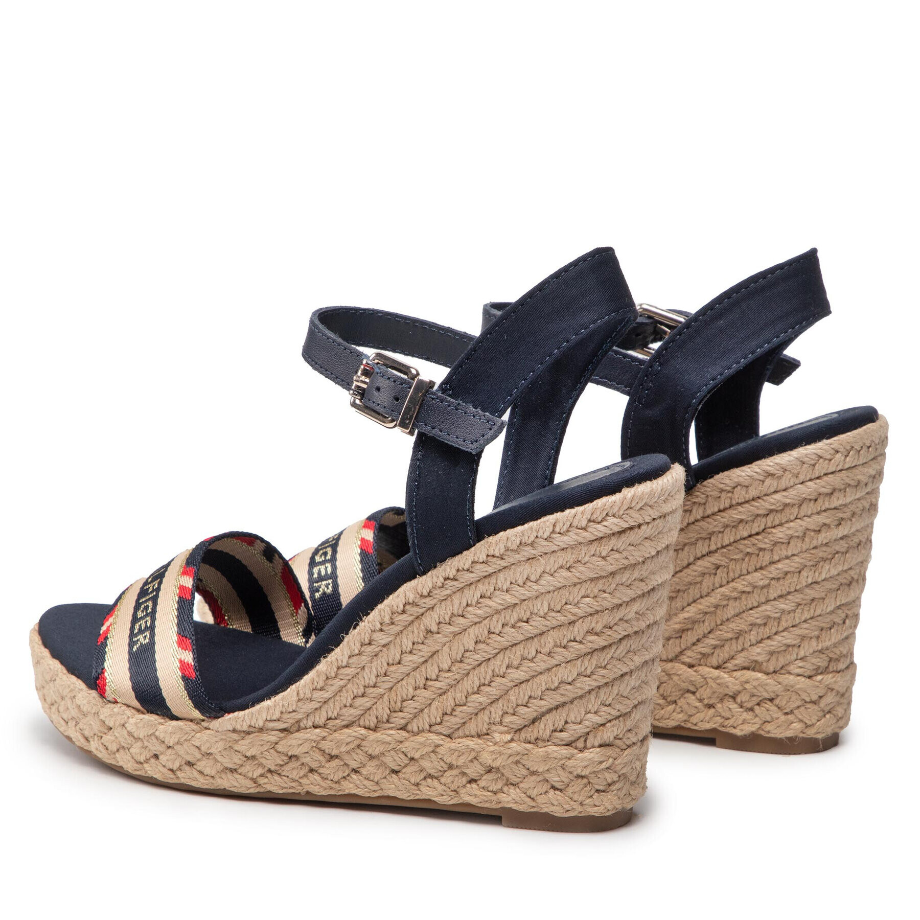 Tommy Hilfiger Espadrile Corporate Webbing High Wedge FW0FW06295 Bleumarin - Pled.ro