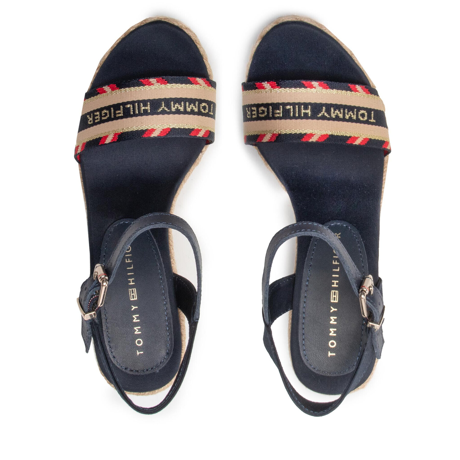 Tommy Hilfiger Espadrile Corporate Webbing High Wedge FW0FW06295 Bleumarin - Pled.ro