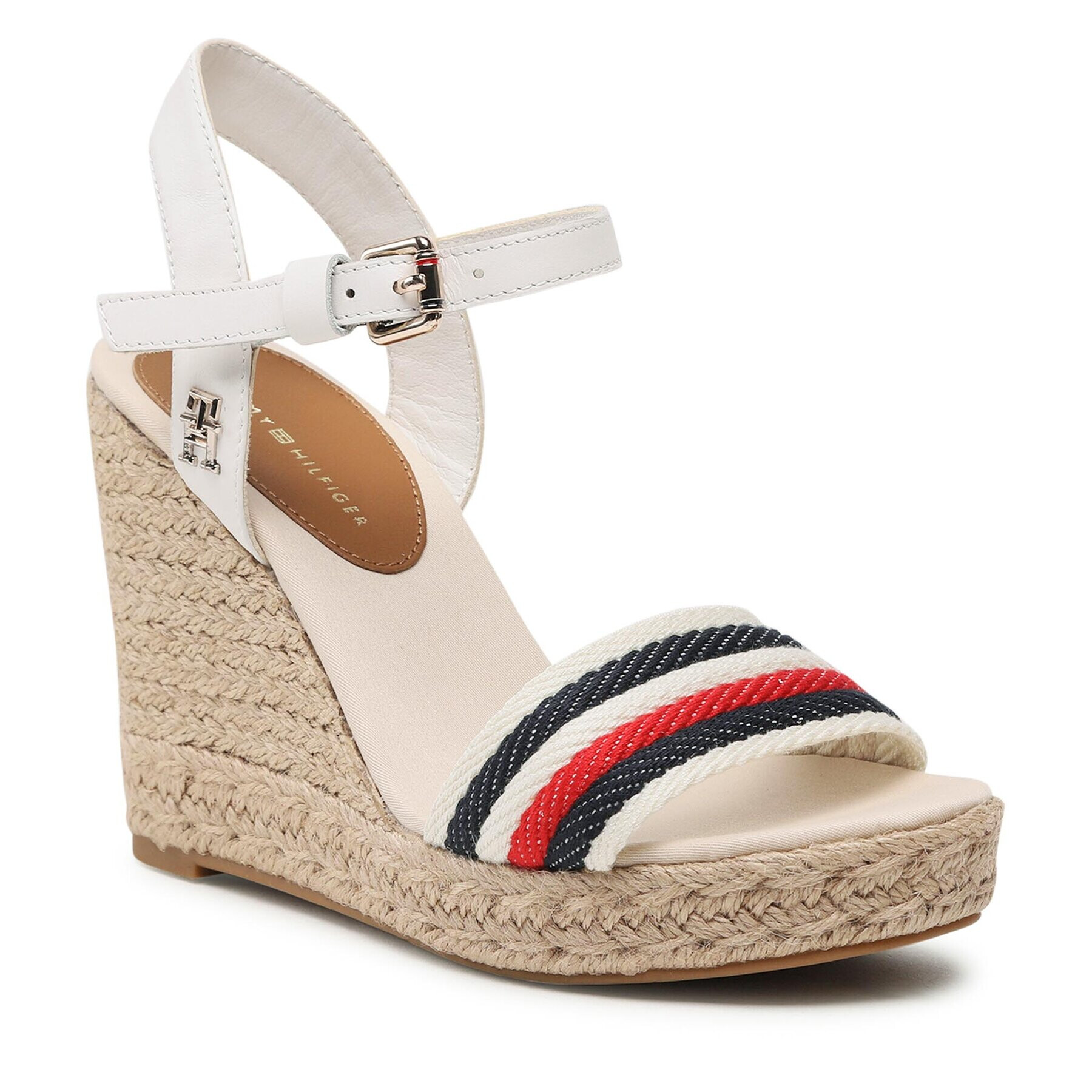 Tommy Hilfiger Espadrile Corporate Wedge FW0FW07086 Alb - Pled.ro