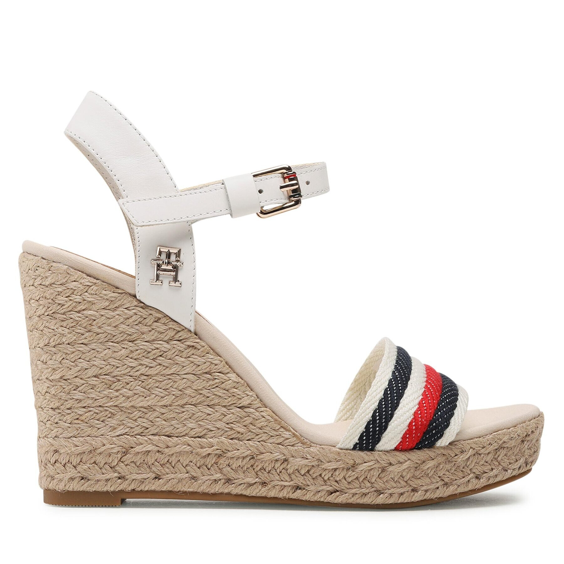 Tommy Hilfiger Espadrile Corporate Wedge FW0FW07086 Alb - Pled.ro