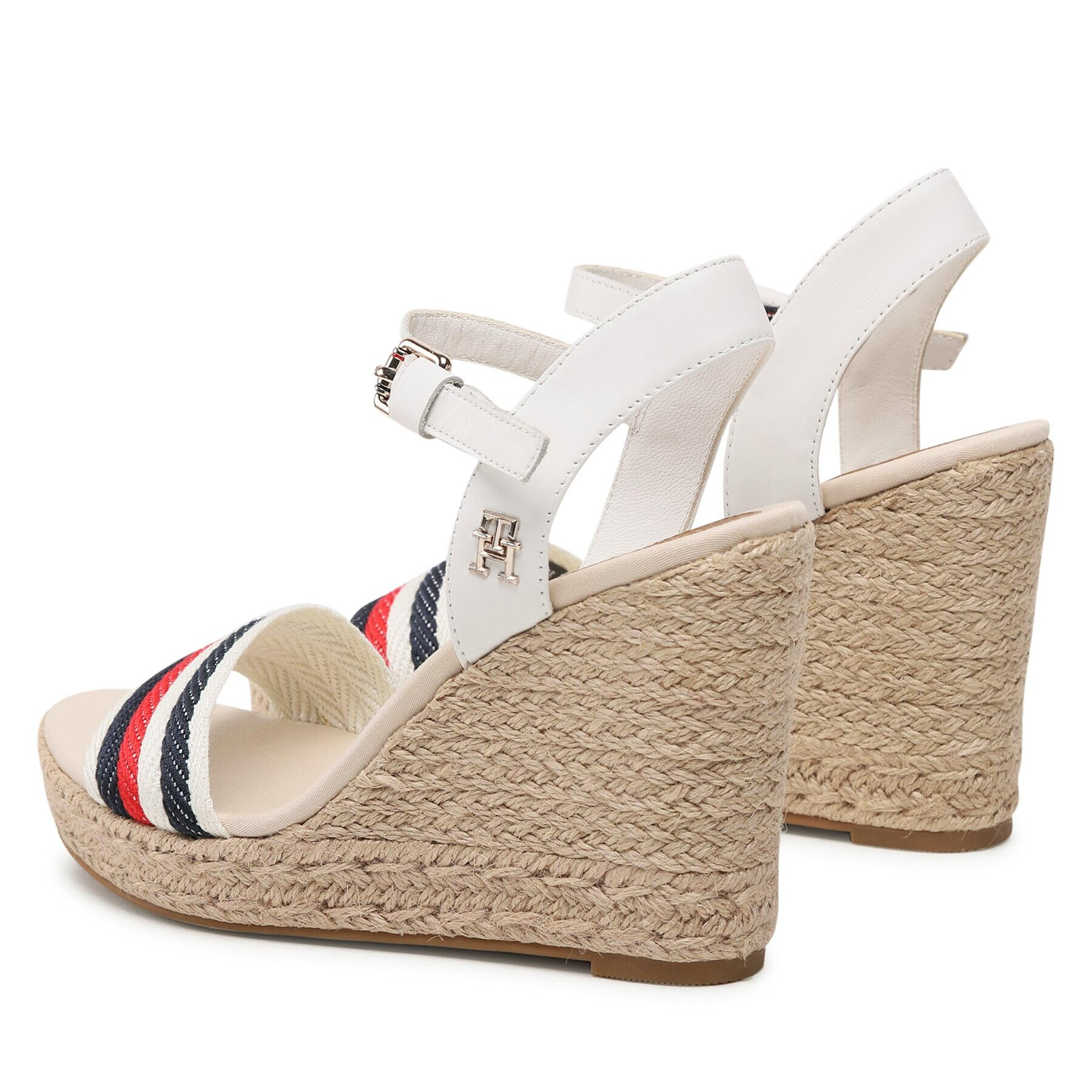 Tommy Hilfiger Espadrile Corporate Wedge FW0FW07086 Alb - Pled.ro