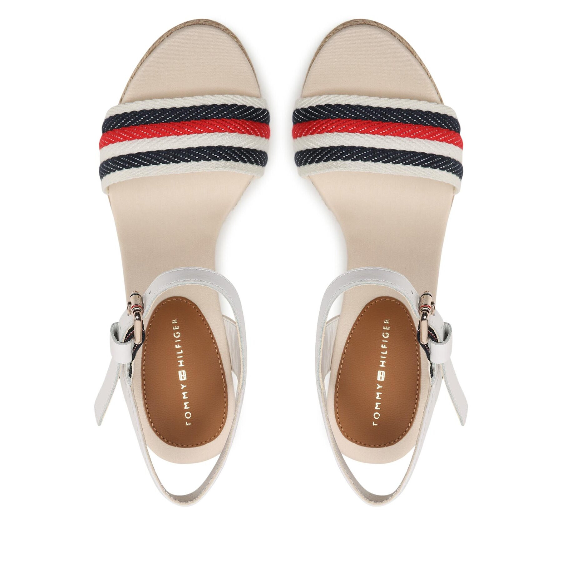 Tommy Hilfiger Espadrile Corporate Wedge FW0FW07086 Alb - Pled.ro