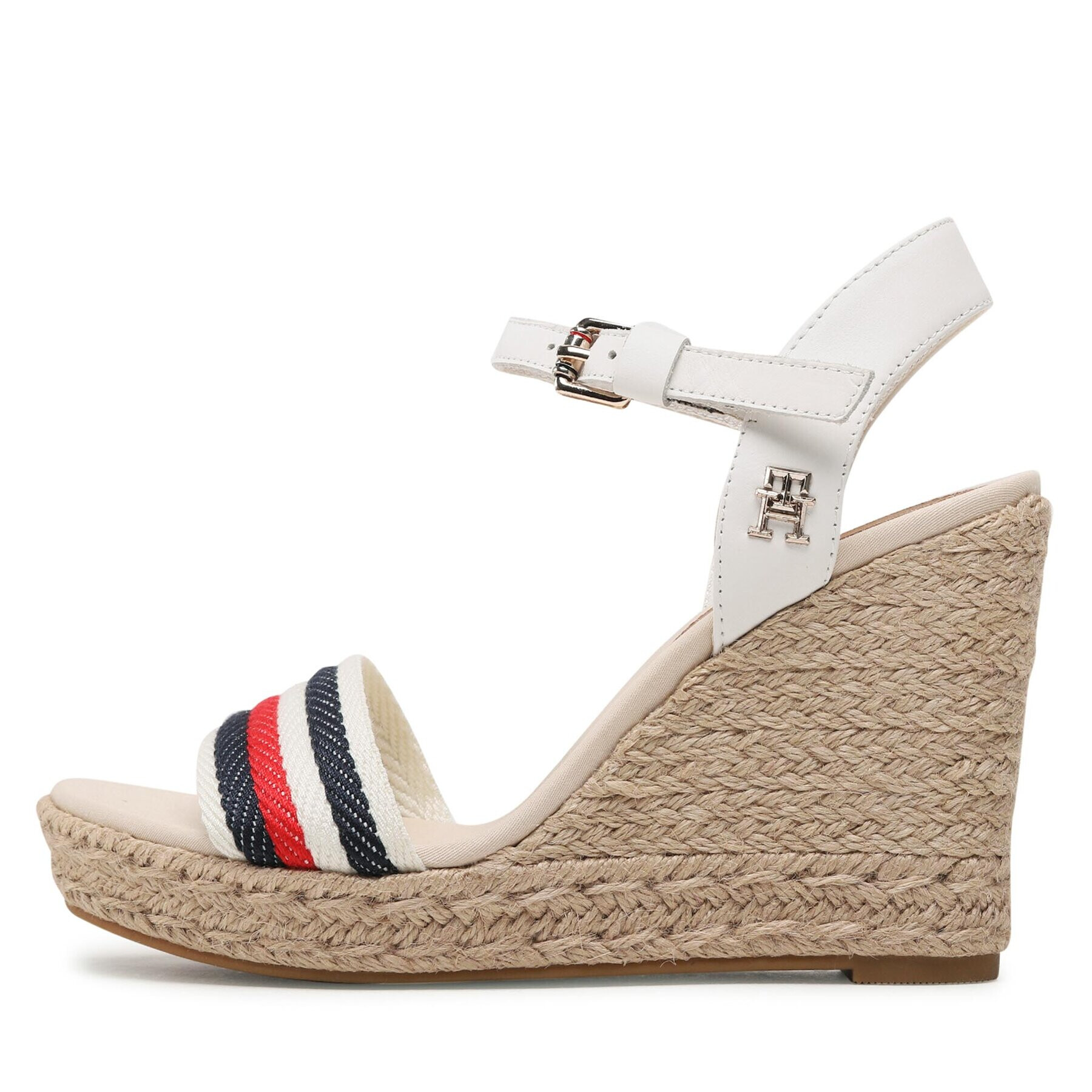 Tommy Hilfiger Espadrile Corporate Wedge FW0FW07086 Alb - Pled.ro