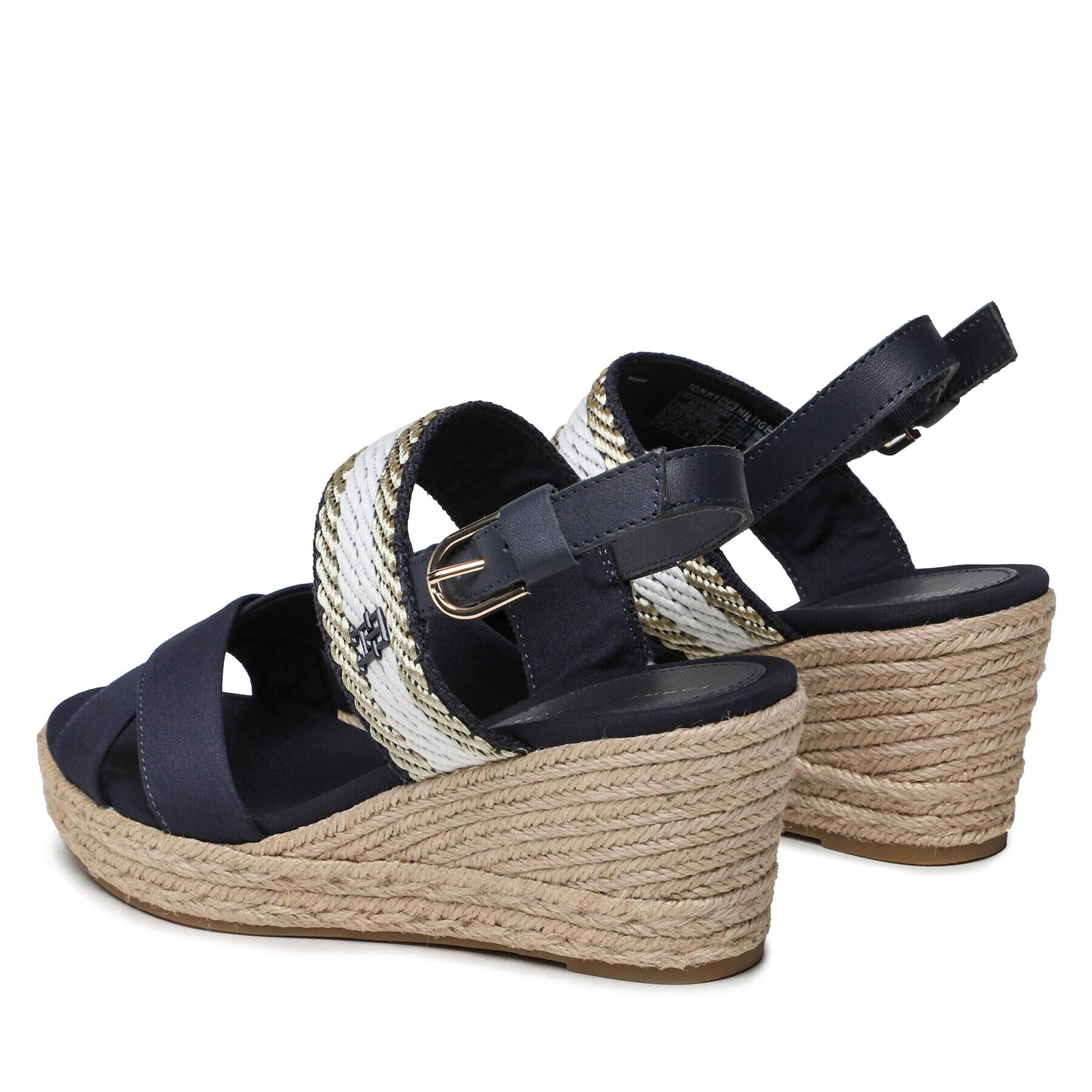 Tommy Hilfiger Espadrile Golden Webbing Mid Wedge FW0FW07090 Bleumarin - Pled.ro