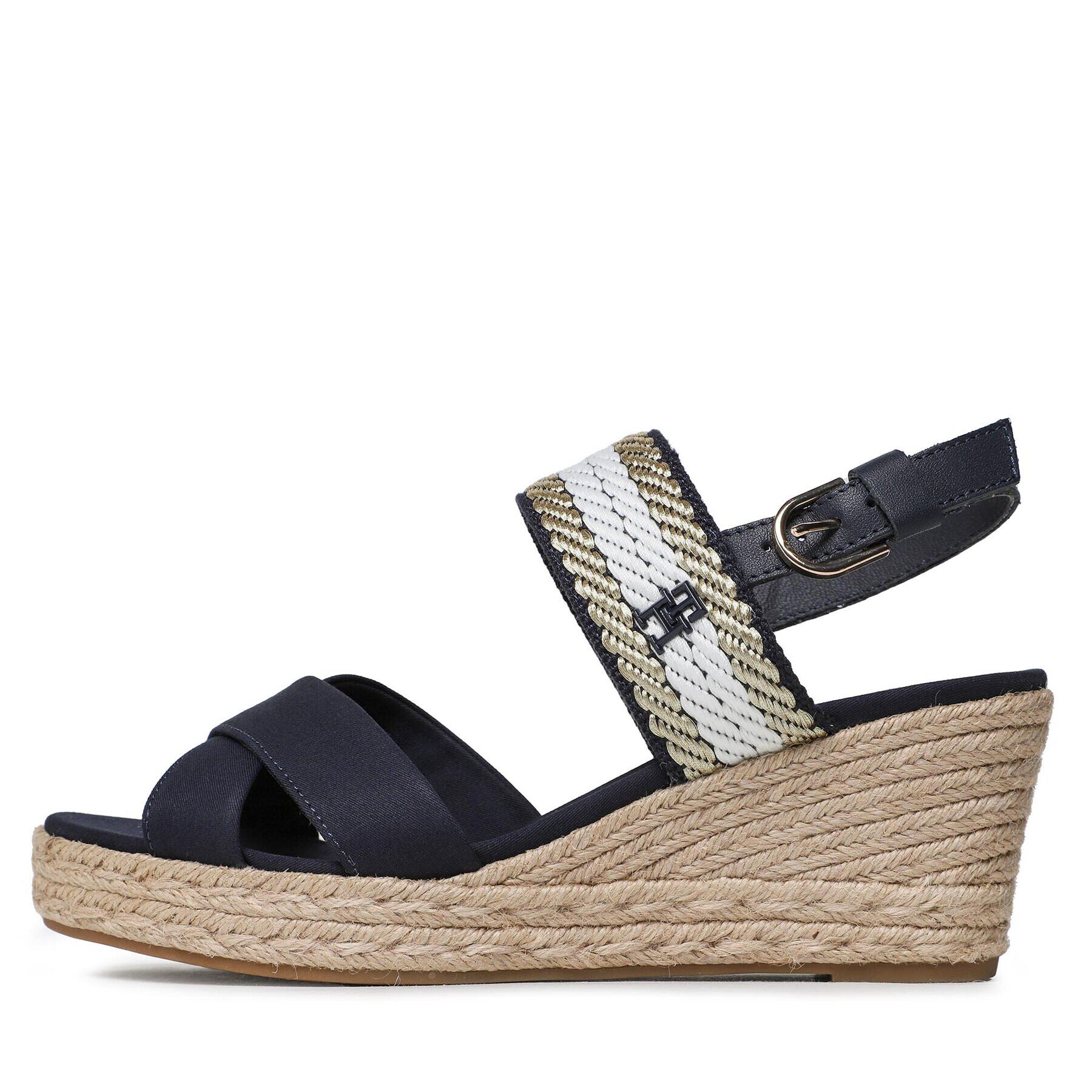 Tommy Hilfiger Espadrile Golden Webbing Mid Wedge FW0FW07090 Bleumarin - Pled.ro