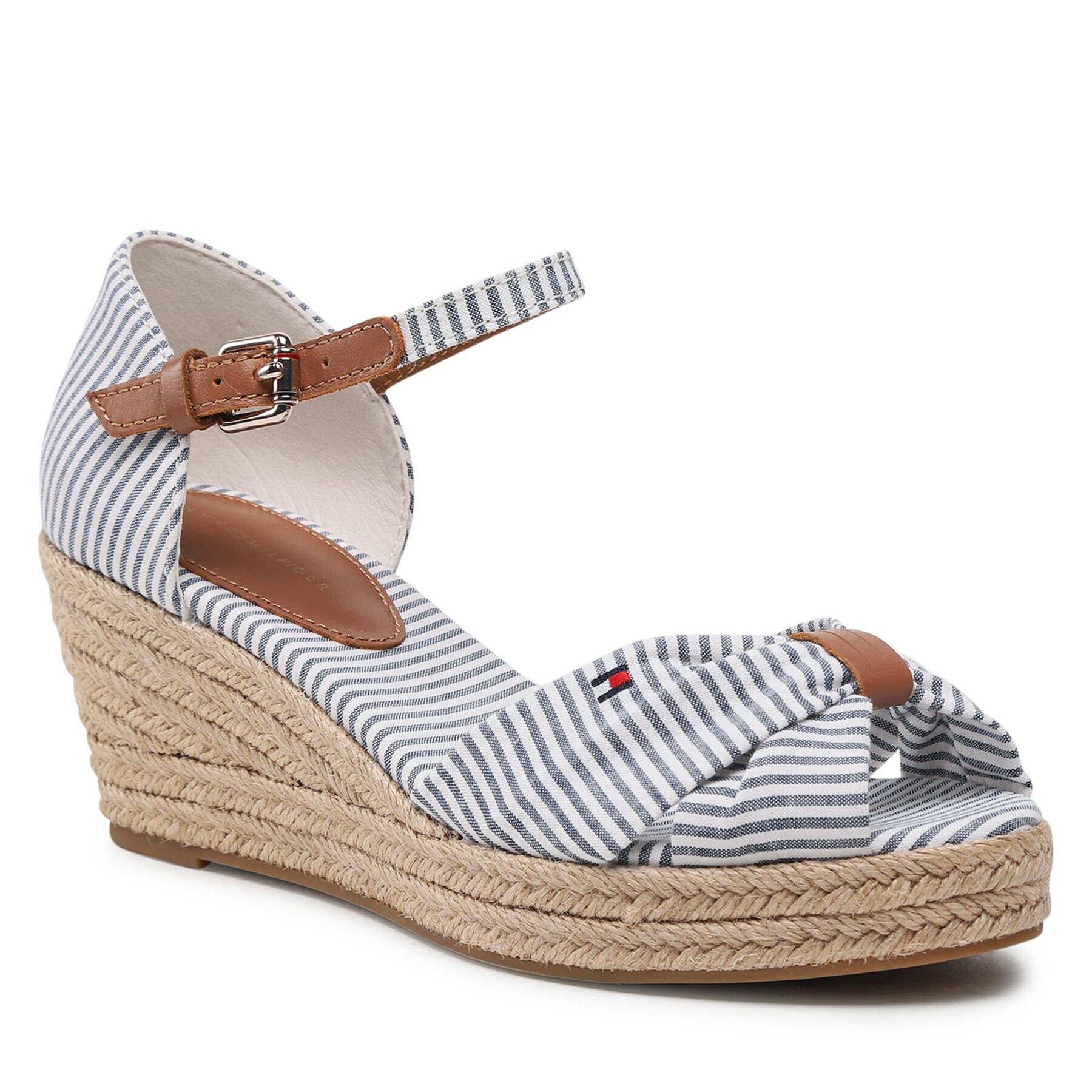 Tommy Hilfiger Espadrile High Wedge Seersucker FW0FW07158 Albastru - Pled.ro